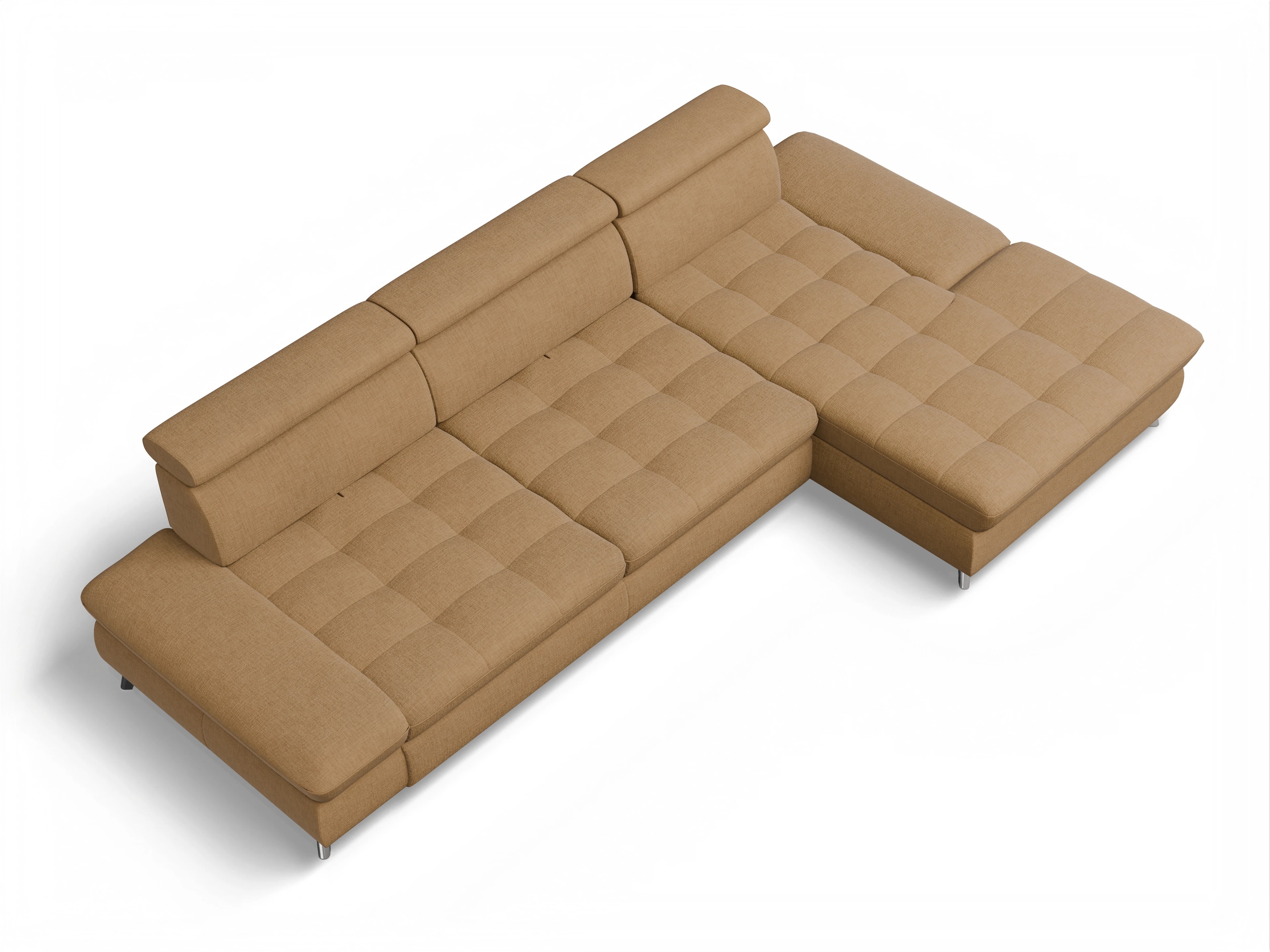 Ansicht des Produktes Memphis Stoff Ecksofa rechts Abschluss offen in Stoff Orange