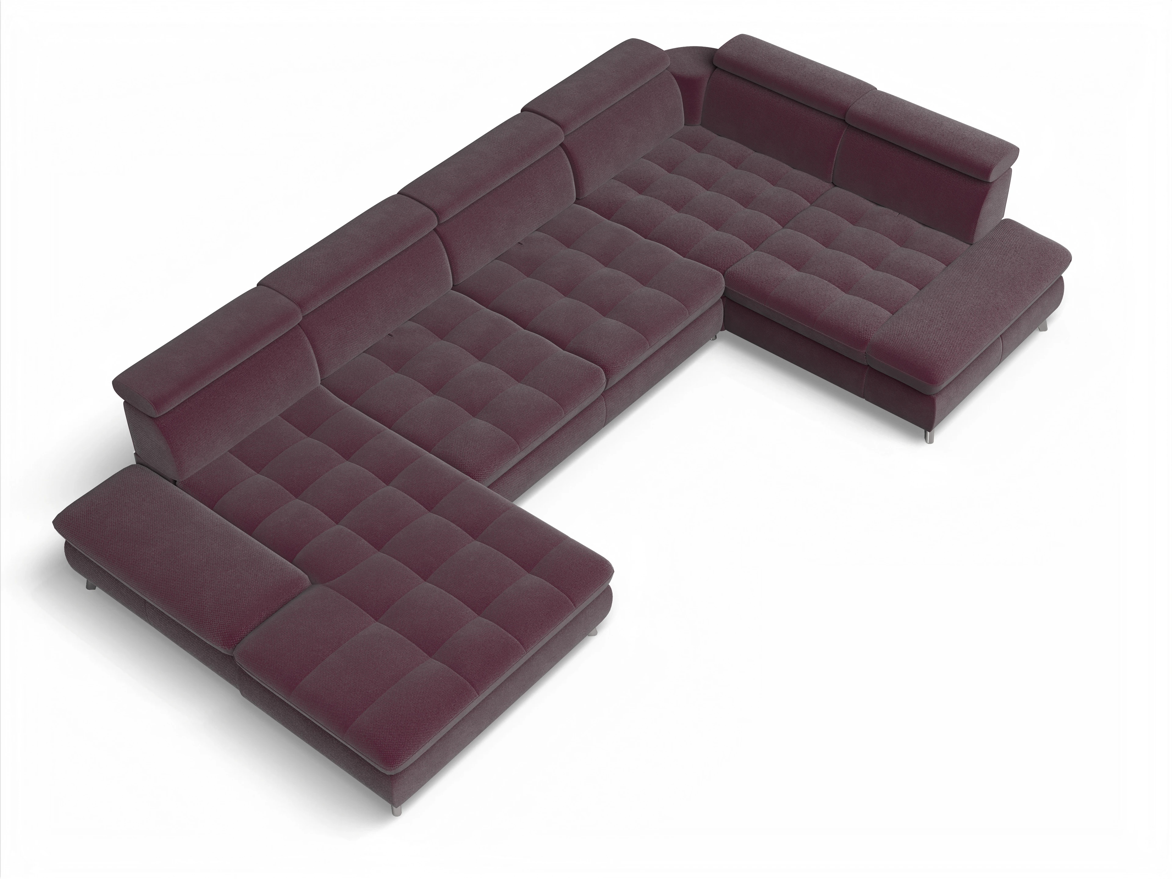 Ansicht des Produktes Memphis Stoff Wohnlandschaft Armlehne rechts Abschluss offen links in Stoff Rot
