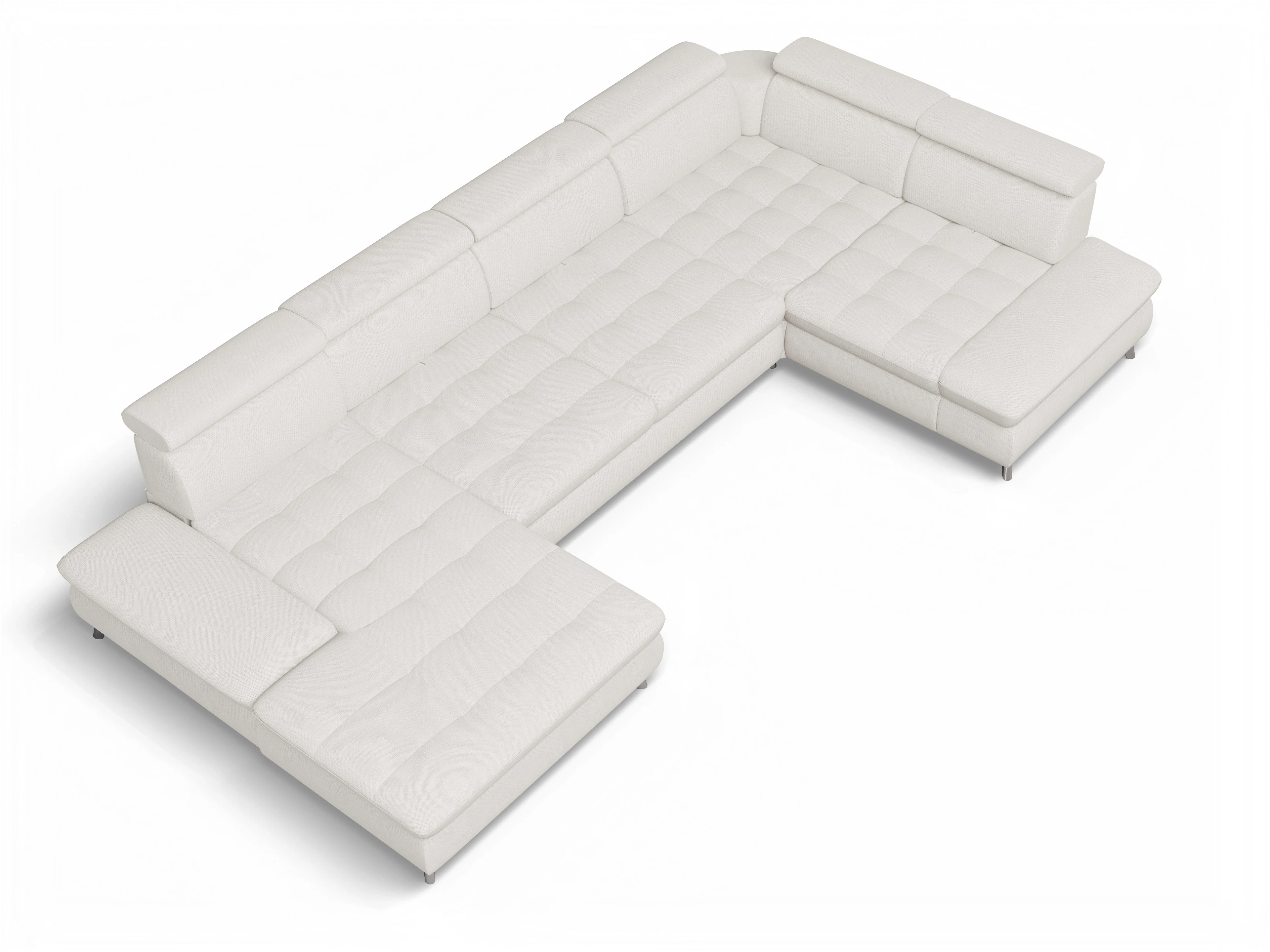 Ansicht des Produktes Memphis Stoff Wohnlandschaft Armlehne rechts Abschluss offen links in Stoff Beige