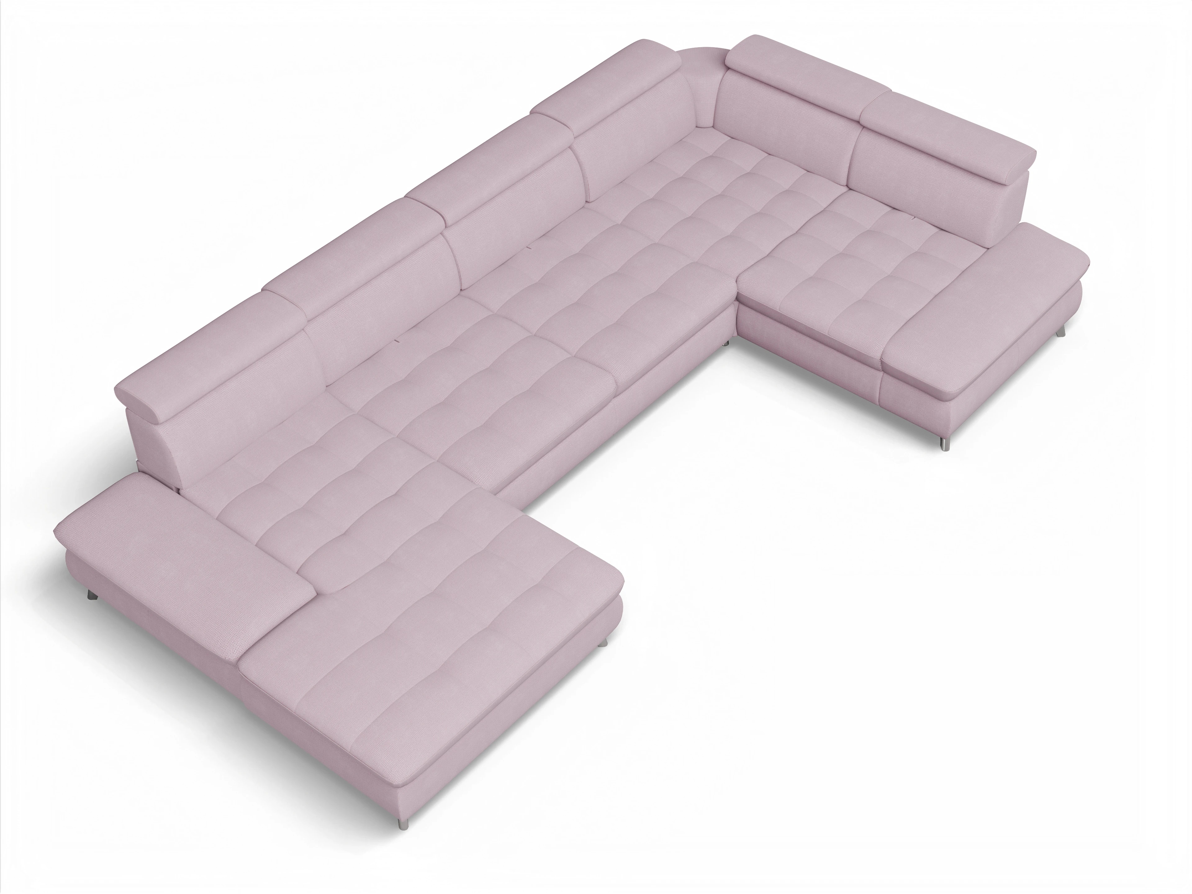 Ansicht des Produktes Memphis Stoff Wohnlandschaft Armlehne rechts Abschluss offen links in Stoff Rosa