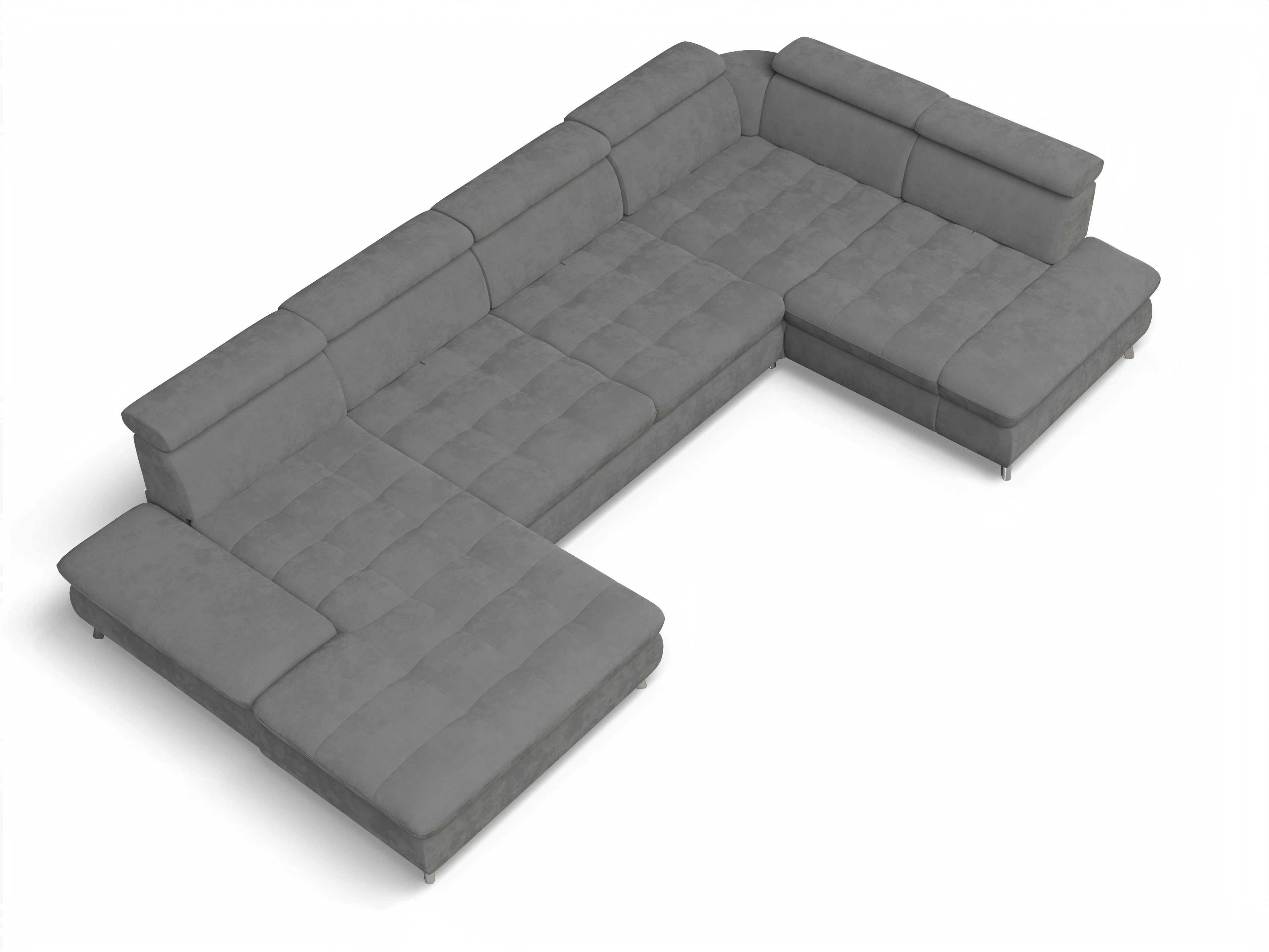 Ansicht des Produktes Memphis Stoff Wohnlandschaft Armlehne rechts Abschluss offen links in Stoff Grau