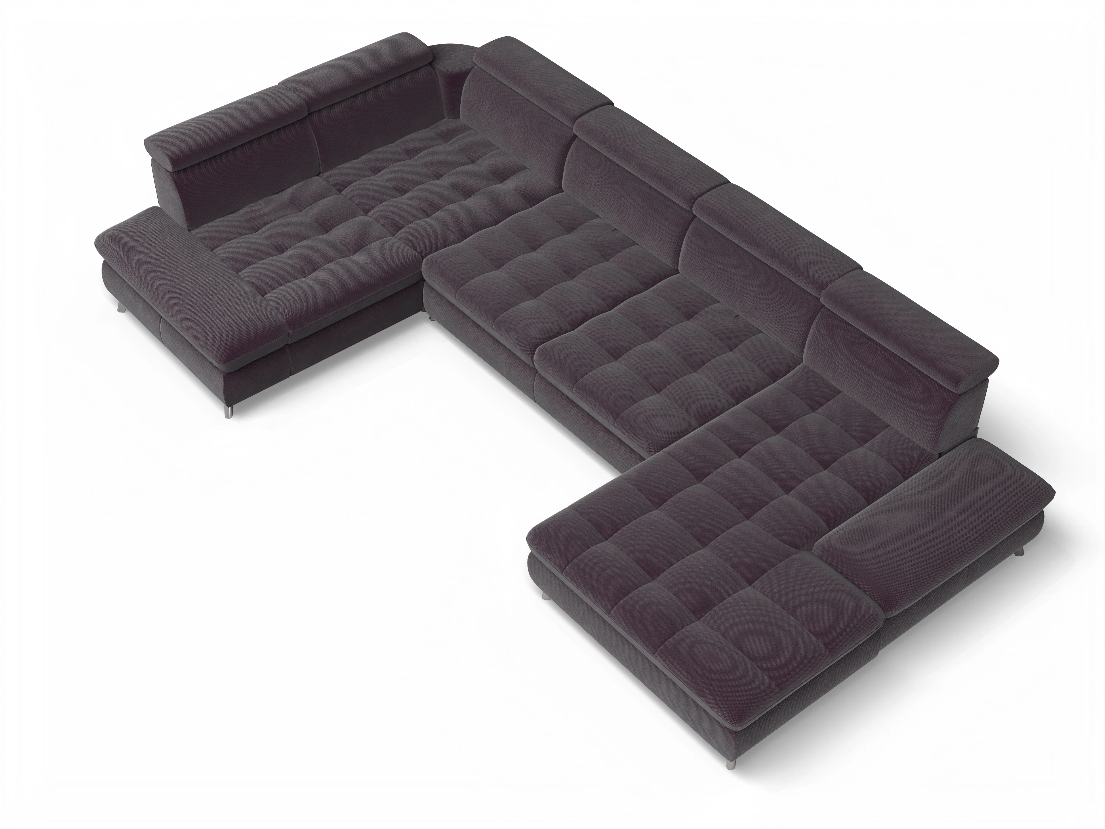 Ansicht des Produktes Memphis Stoff Wohnlandschaft Armlehne links Abschluss offen rechts in Stoff Rot