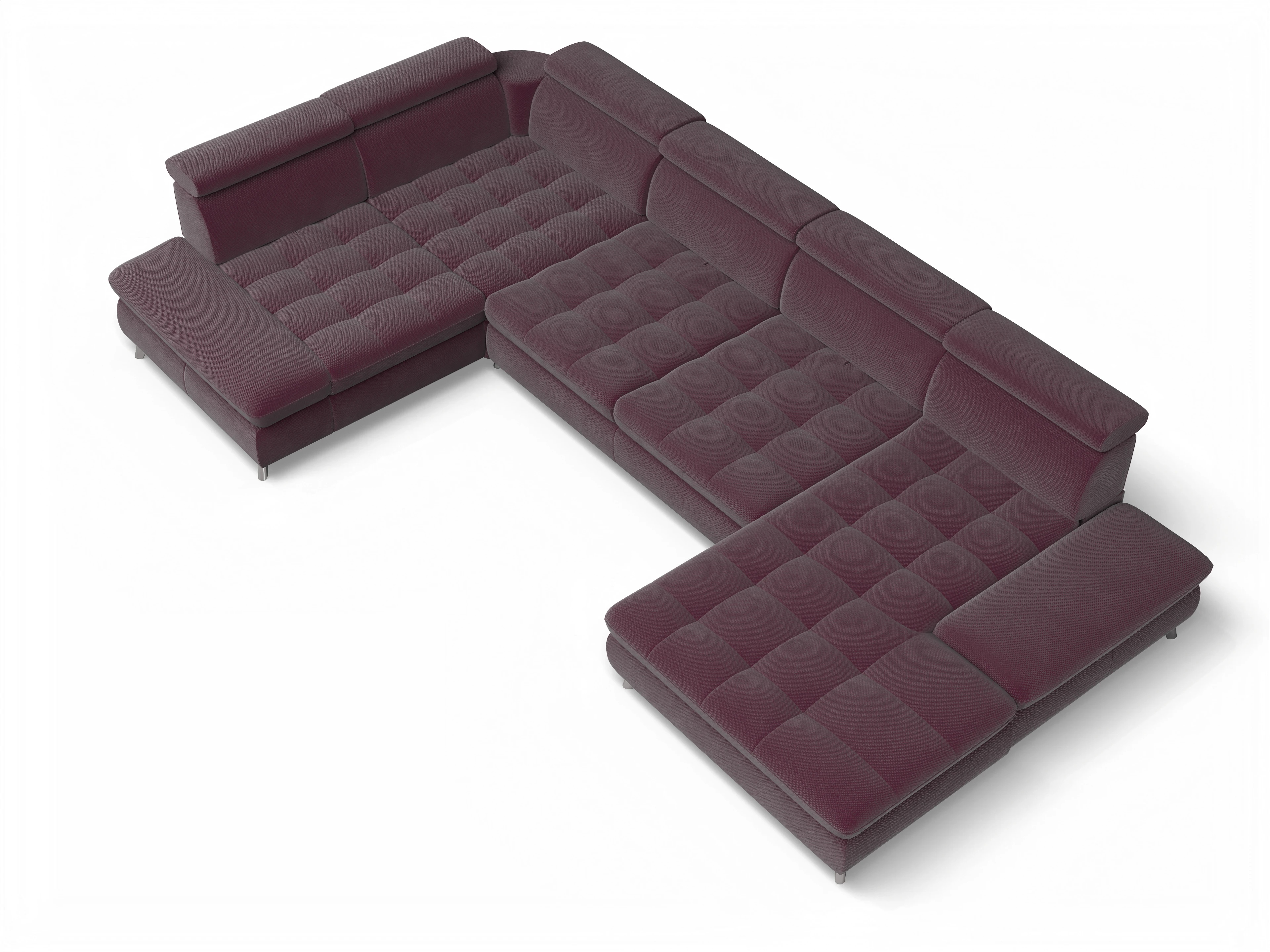 Ansicht des Produktes Memphis Stoff Wohnlandschaft Armlehne links Abschluss offen rechts in Stoff Rot