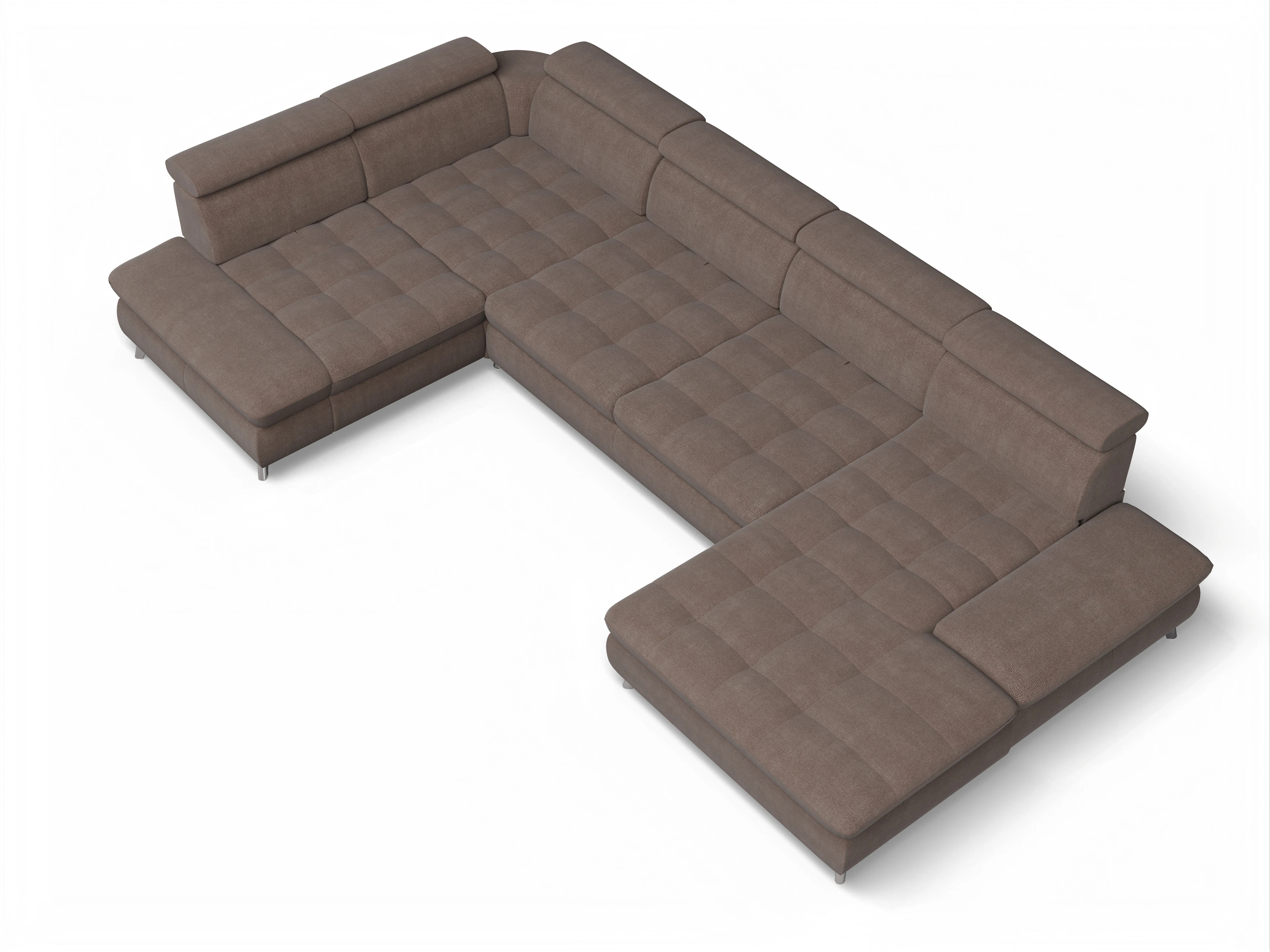 Ansicht des Produktes Memphis Stoff Wohnlandschaft Armlehne links Abschluss offen rechts in Stoff Grau