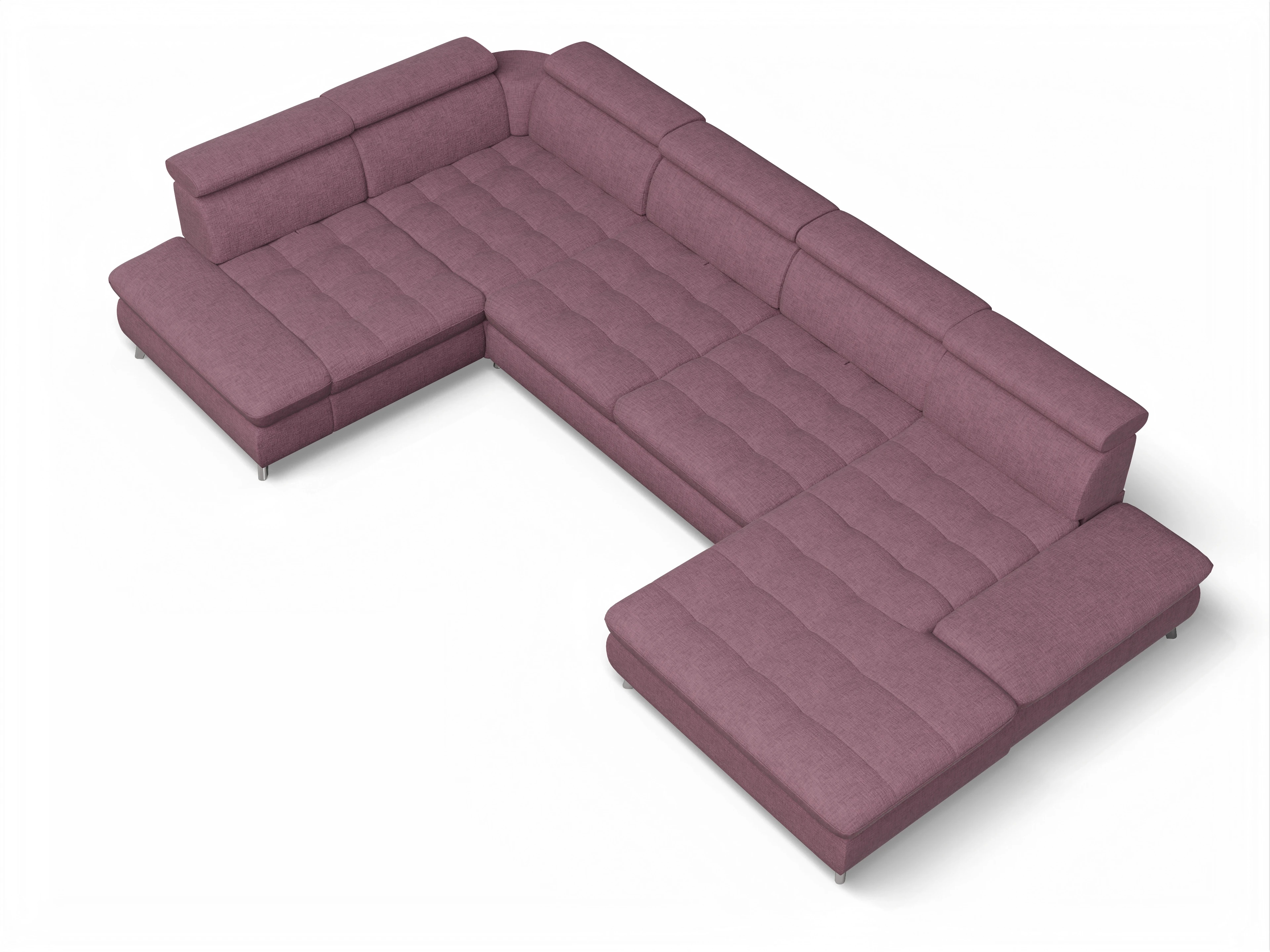 Ansicht des Produktes Memphis Stoff Wohnlandschaft Armlehne links Abschluss offen rechts in Stoff Rot