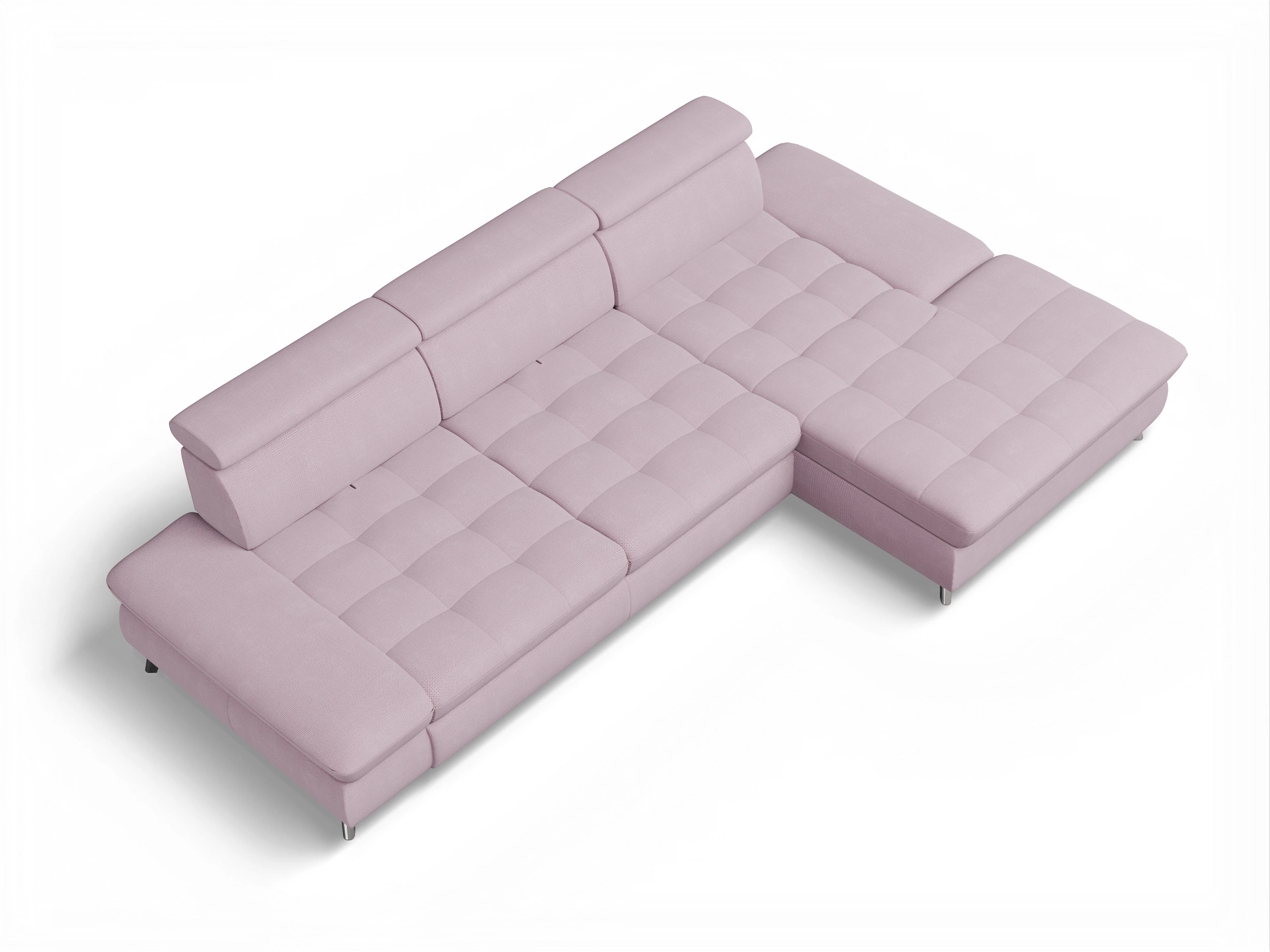 Ansicht des Produktes Memphis Stoff Ecksofa rechts Abschluss offen in Stoff Rosa