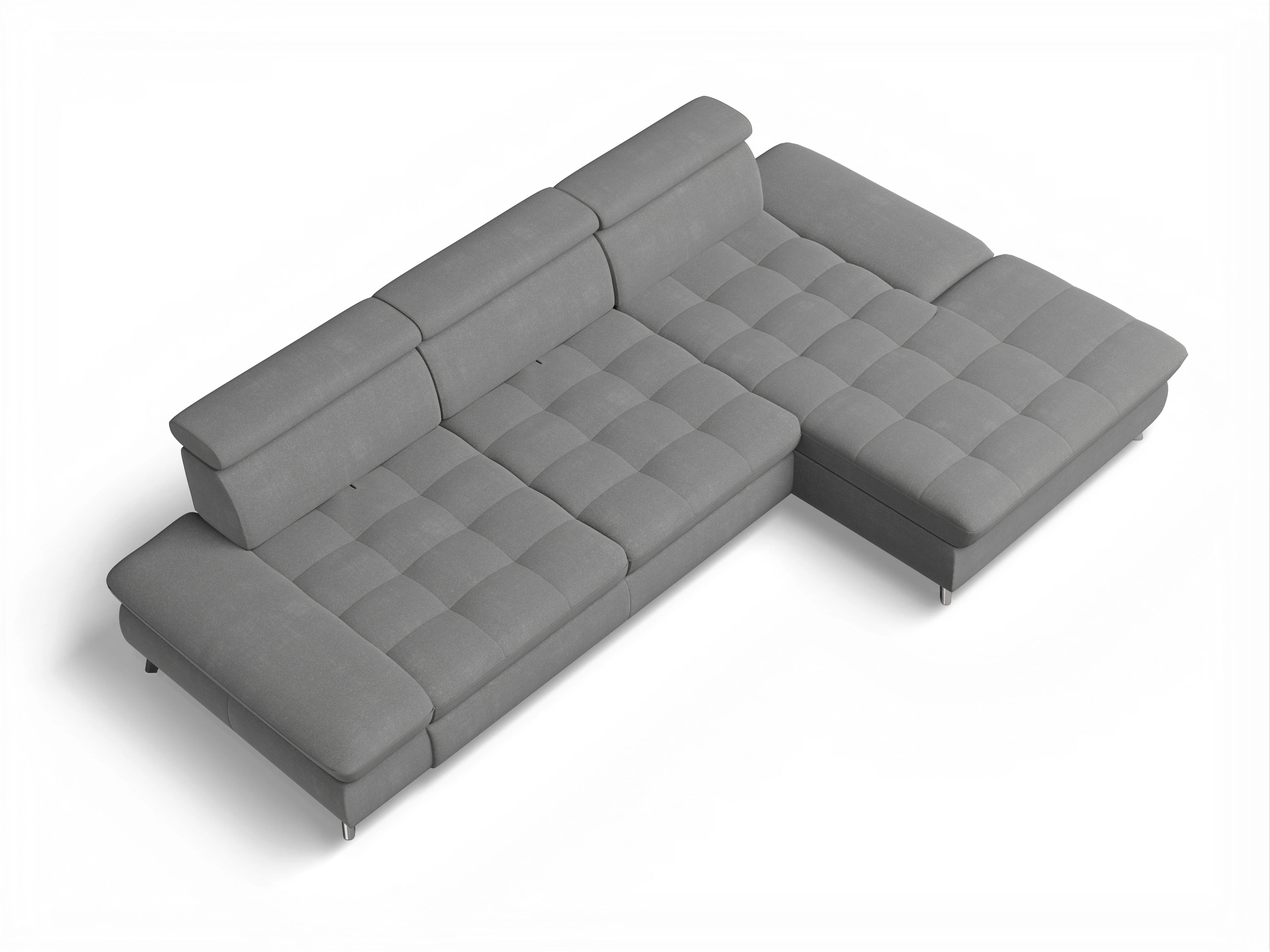 Ansicht des Produktes Memphis Stoff Ecksofa rechts Abschluss offen in Stoff Grau