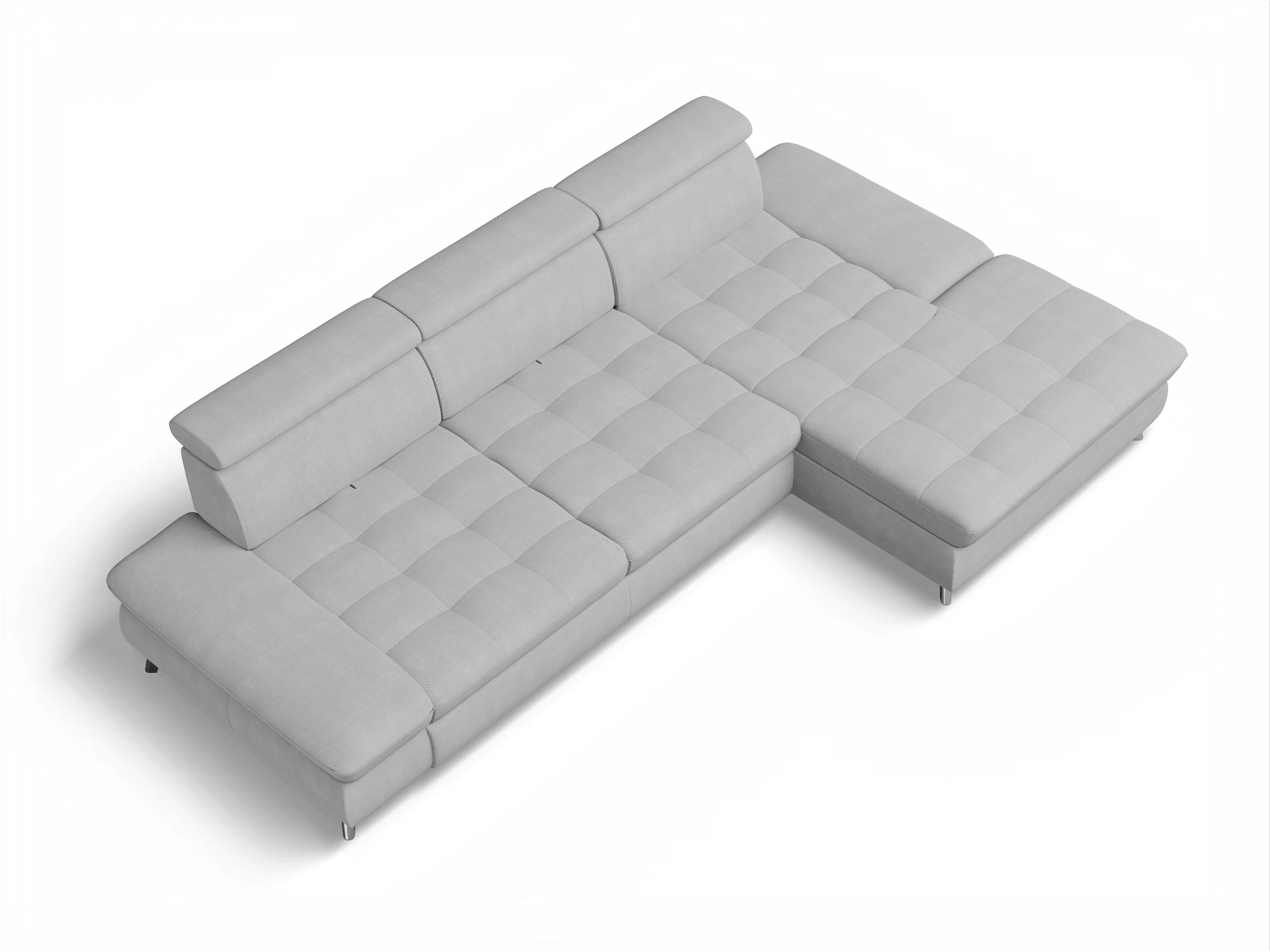 Ansicht des Produktes Memphis Stoff Ecksofa rechts Abschluss offen in Stoff Grau