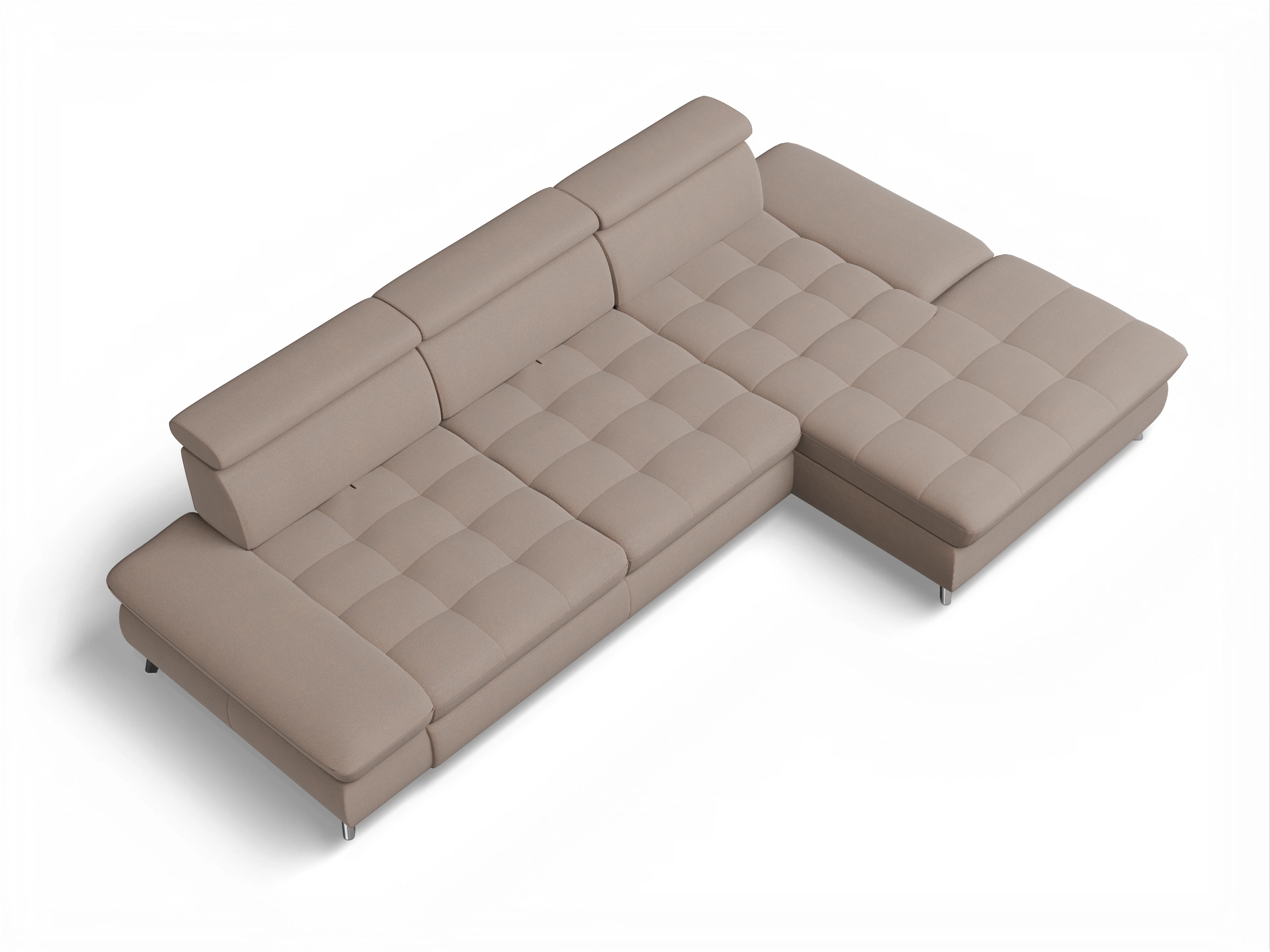 Ansicht des Produktes Memphis Stoff Ecksofa rechts Abschluss offen in Stoff Braun