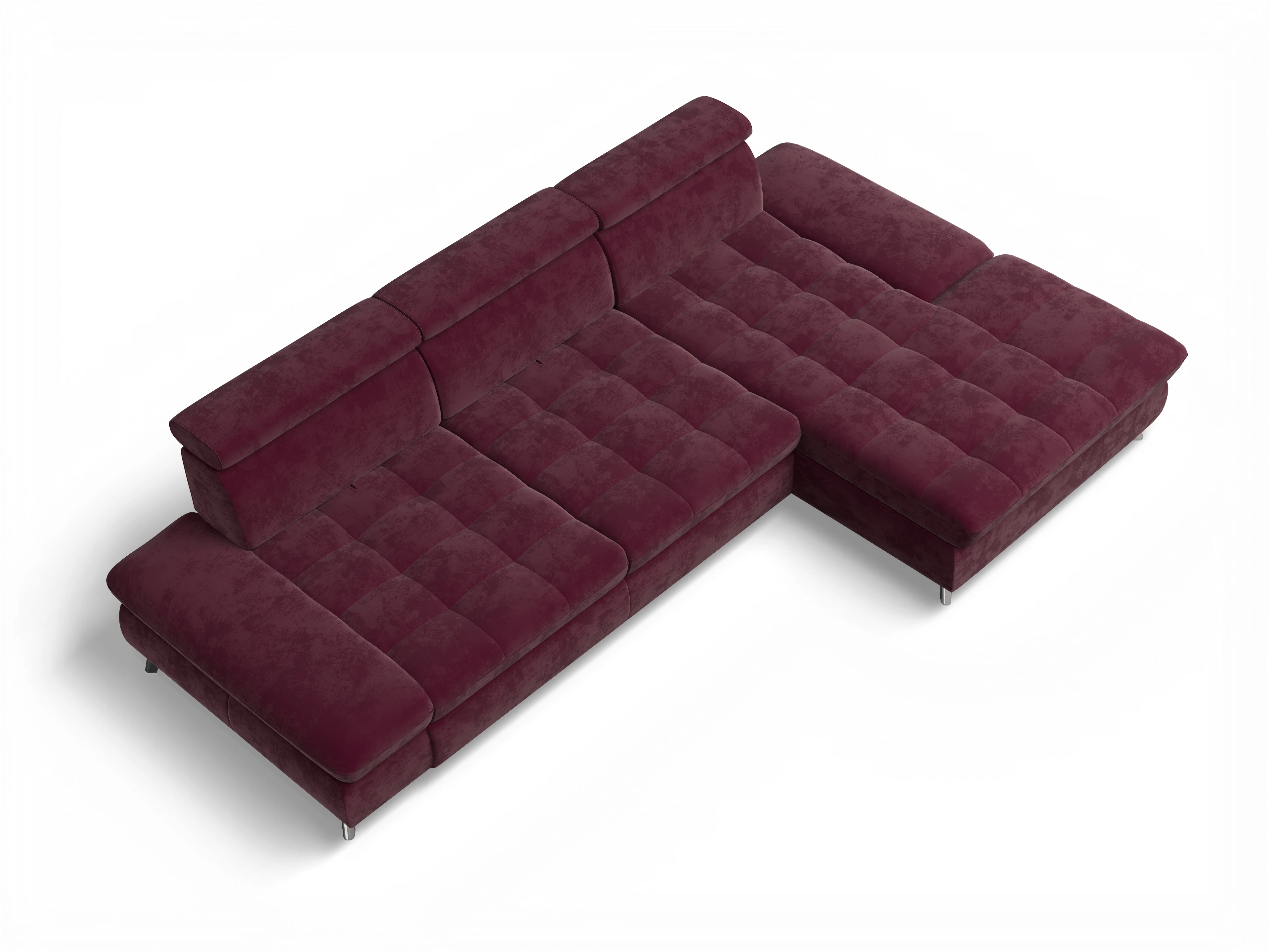 Ansicht des Produktes Memphis Stoff Ecksofa rechts Abschluss offen in Stoff Rot