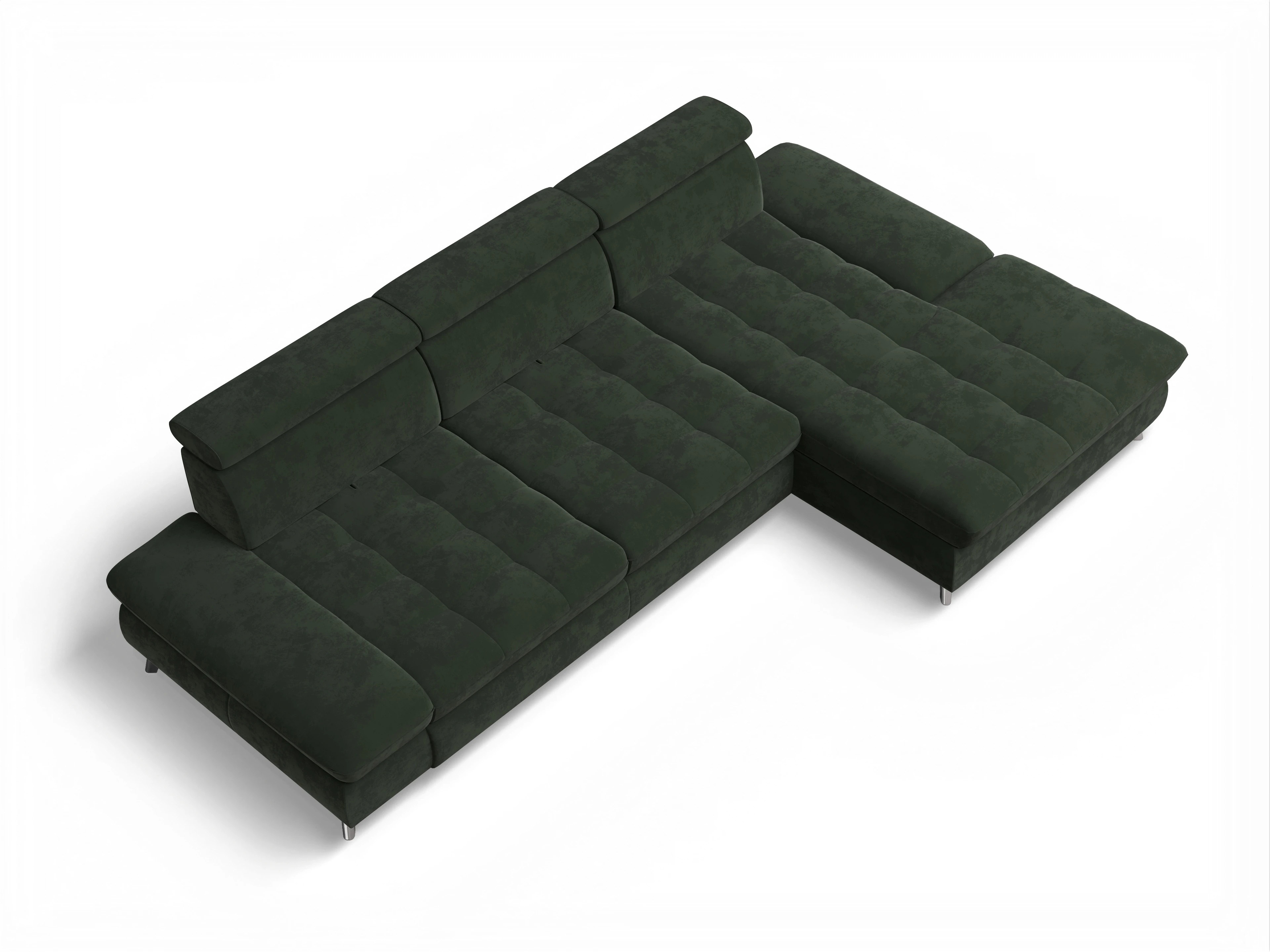 Ansicht des Produktes Memphis Stoff Ecksofa rechts Abschluss offen in Stoff Grün