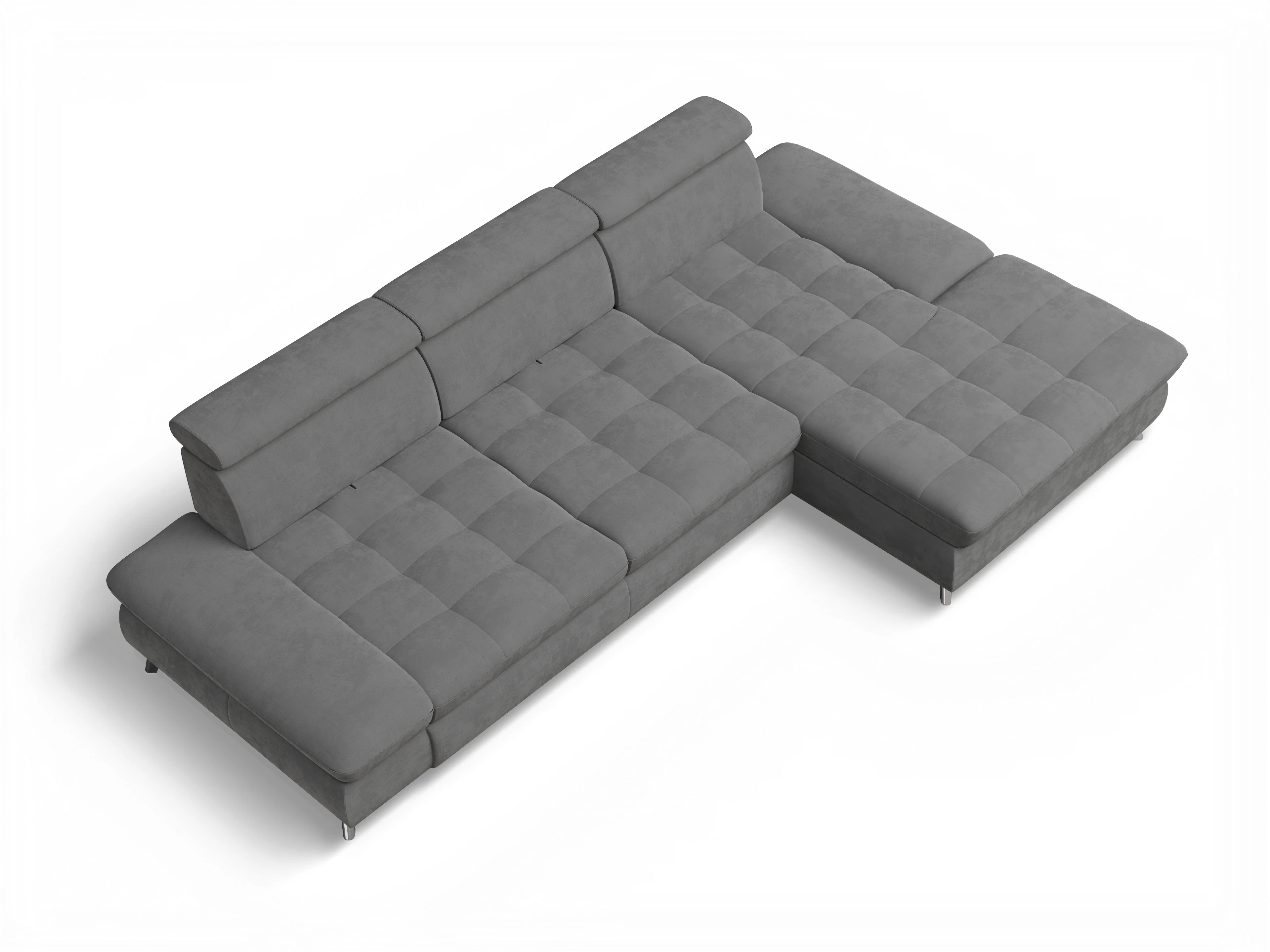 Ansicht des Produktes Memphis Stoff Ecksofa rechts Abschluss offen in Stoff Grau