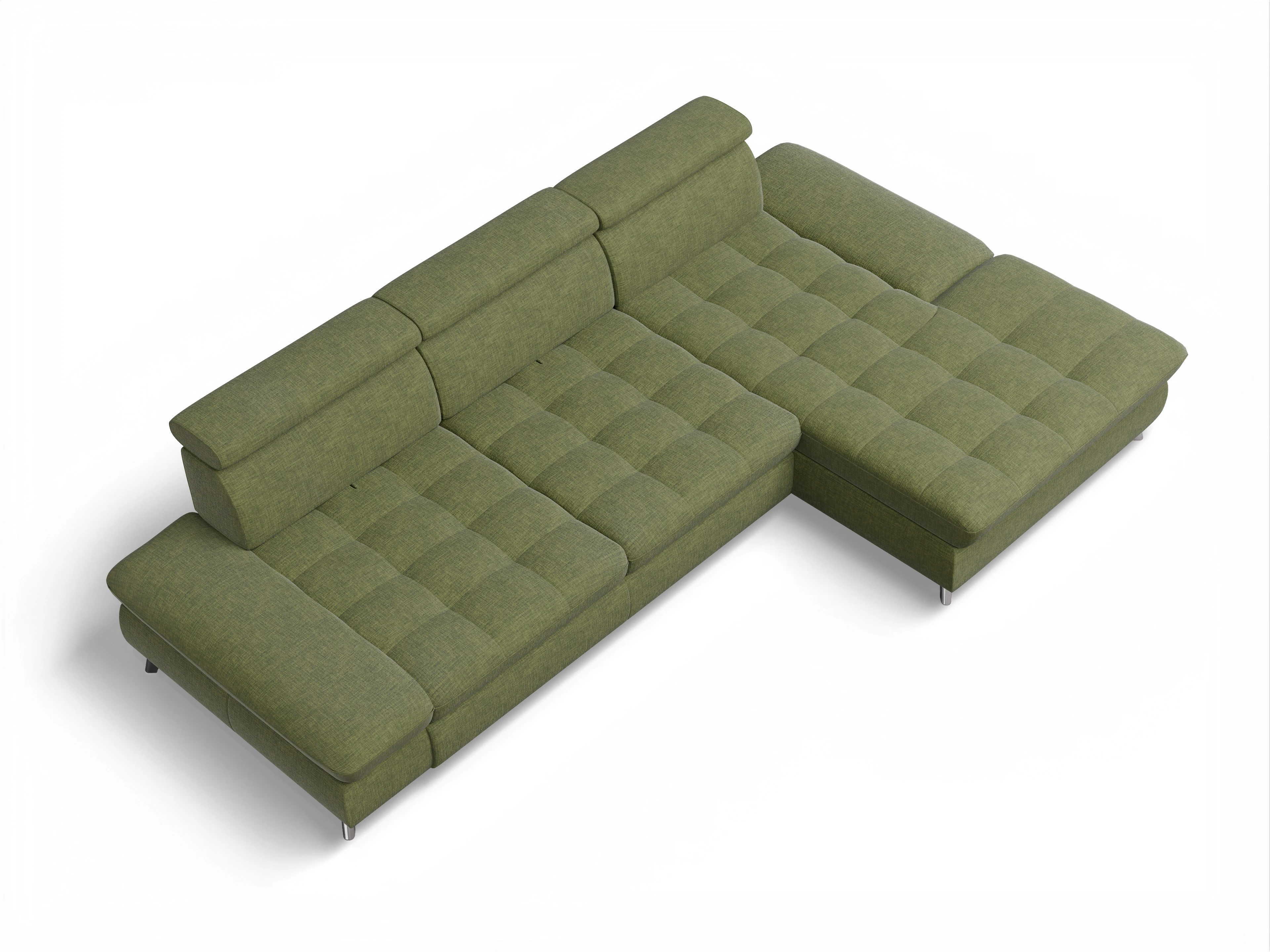 Ansicht des Produktes Memphis Stoff Ecksofa rechts Abschluss offen in Stoff Grün