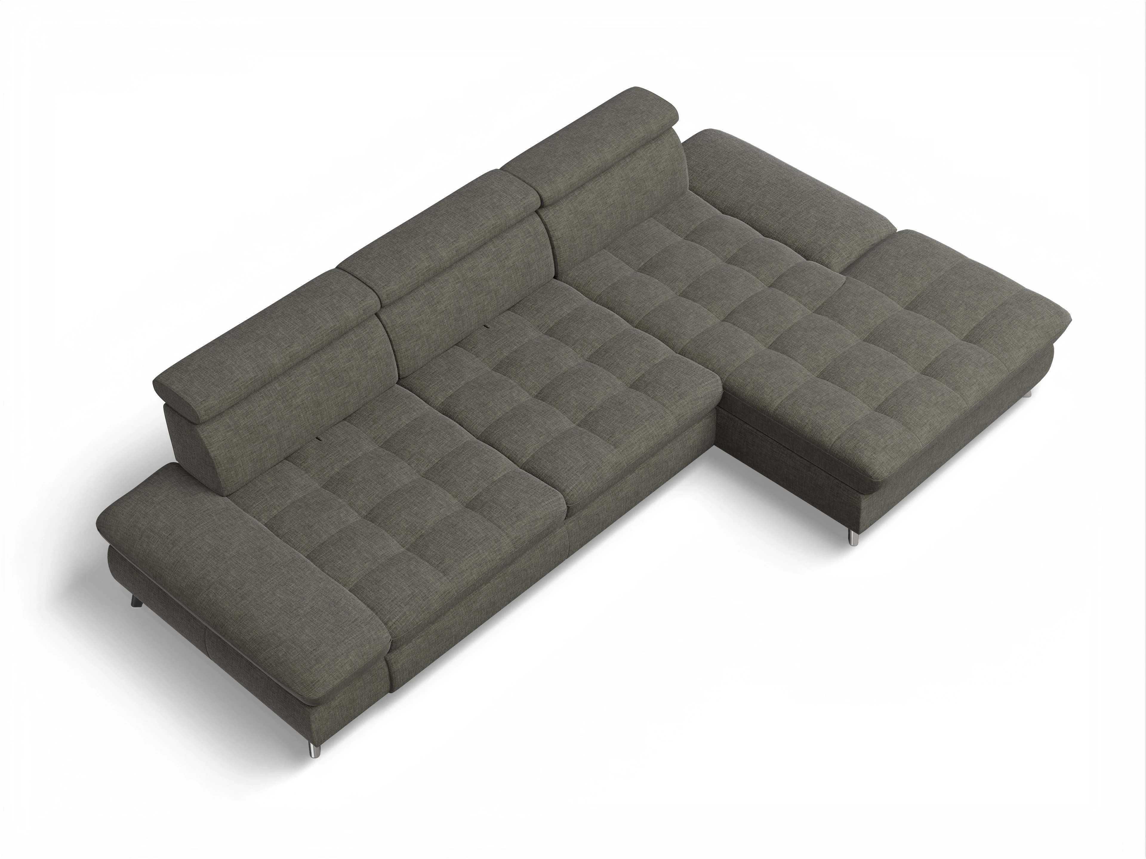 Ansicht des Produktes Memphis Stoff Ecksofa rechts Abschluss offen in Stoff Braun