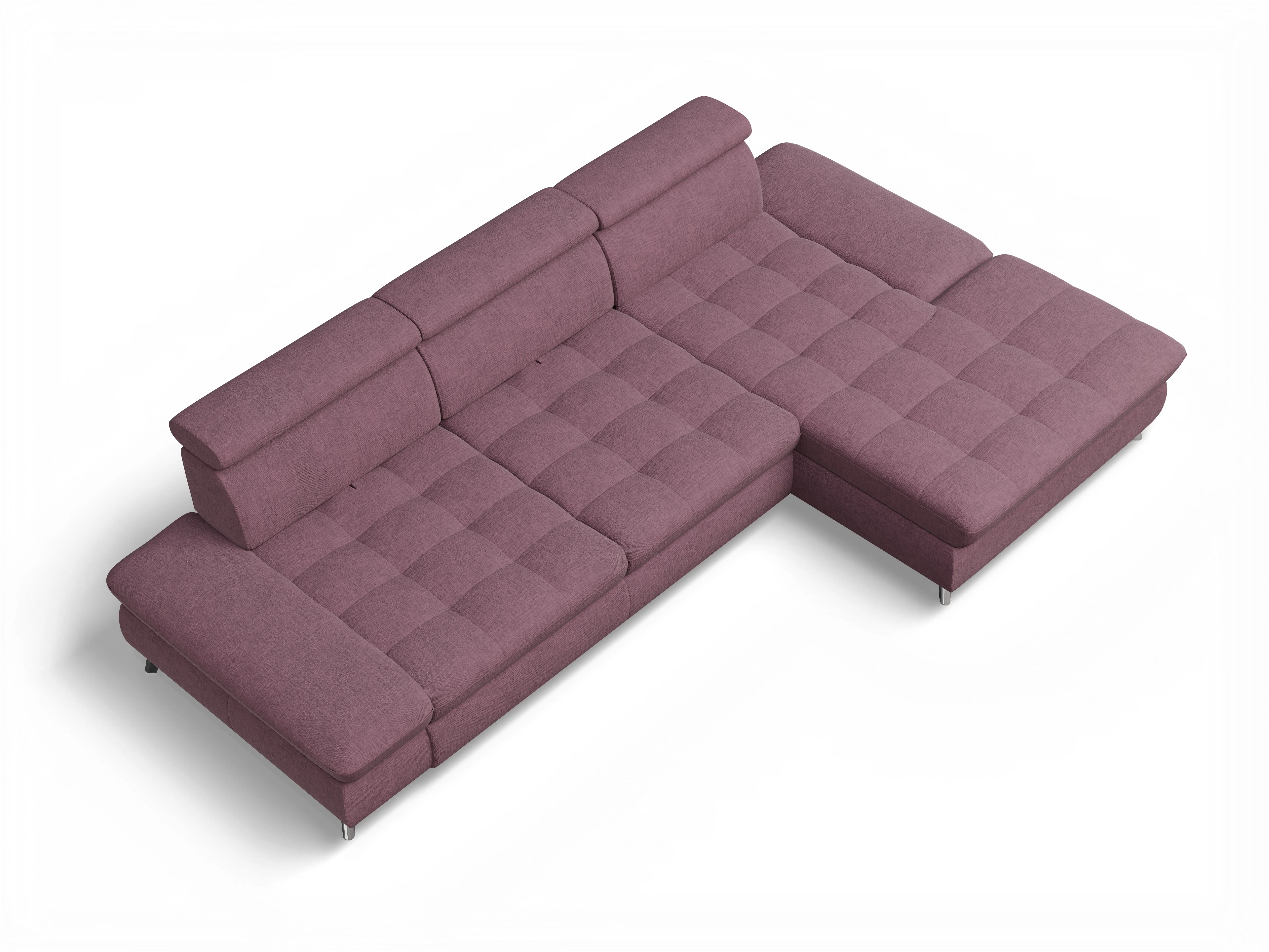 Ansicht des Produktes Memphis Stoff Ecksofa rechts Abschluss offen in Stoff Rot