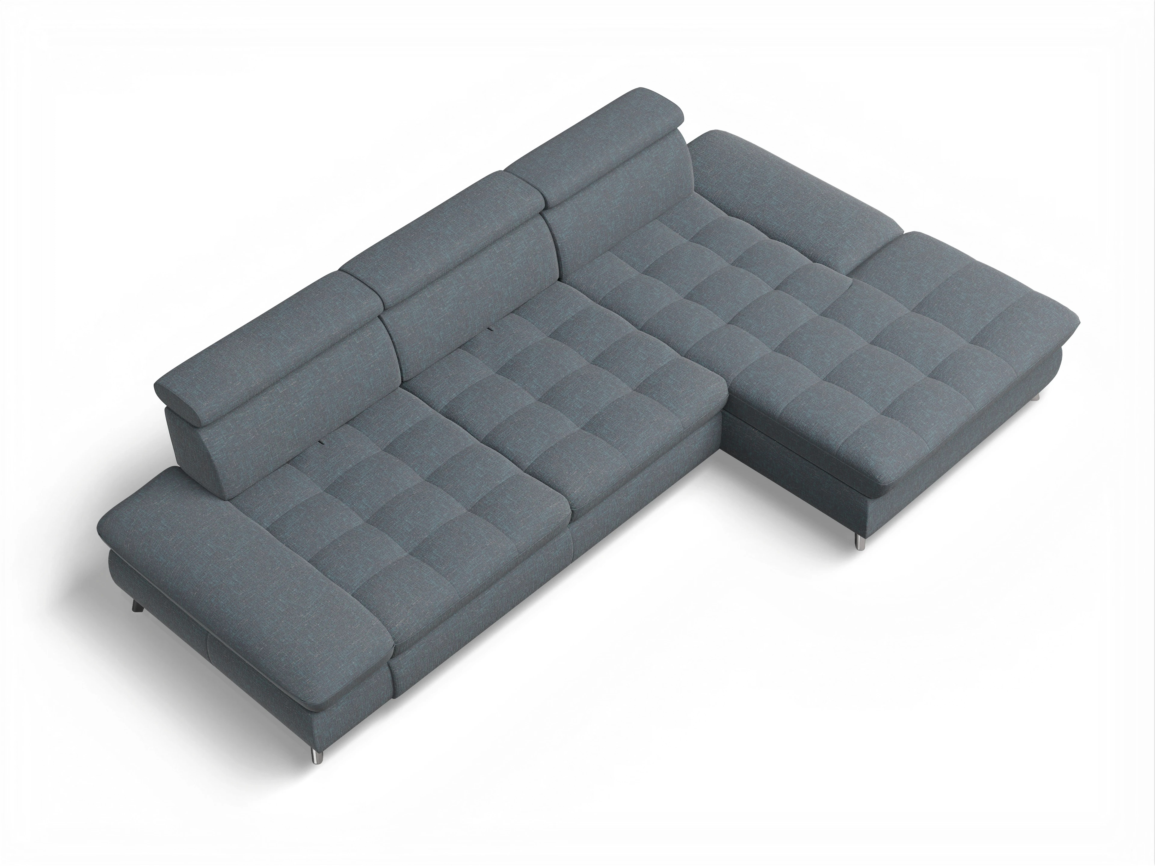 Ansicht des Produktes Memphis Stoff Ecksofa rechts Abschluss offen in Stoff Grau