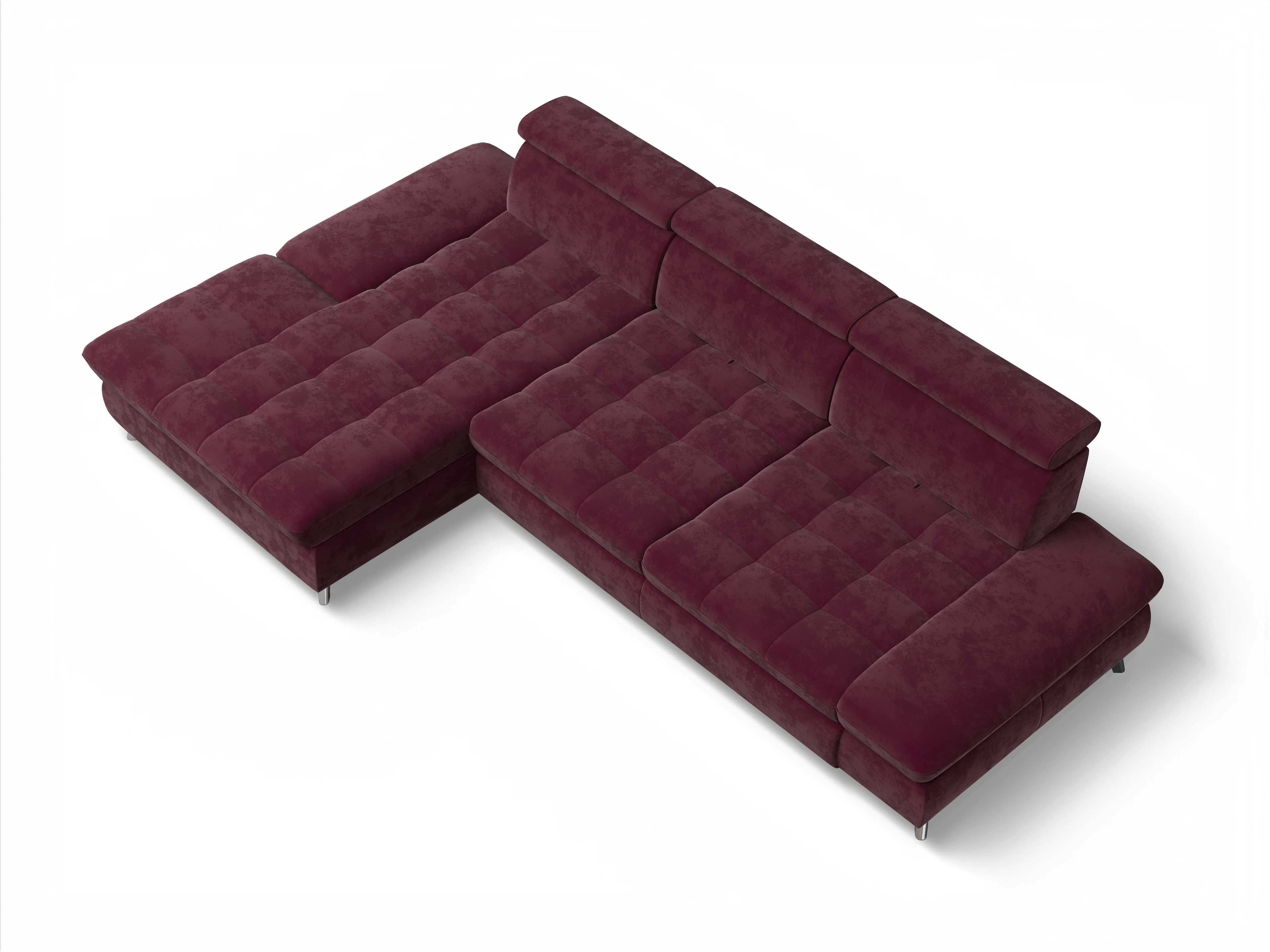 Ansicht des Produktes Memphis Stoff Ecksofa links Abschluss offen in Stoff Rot