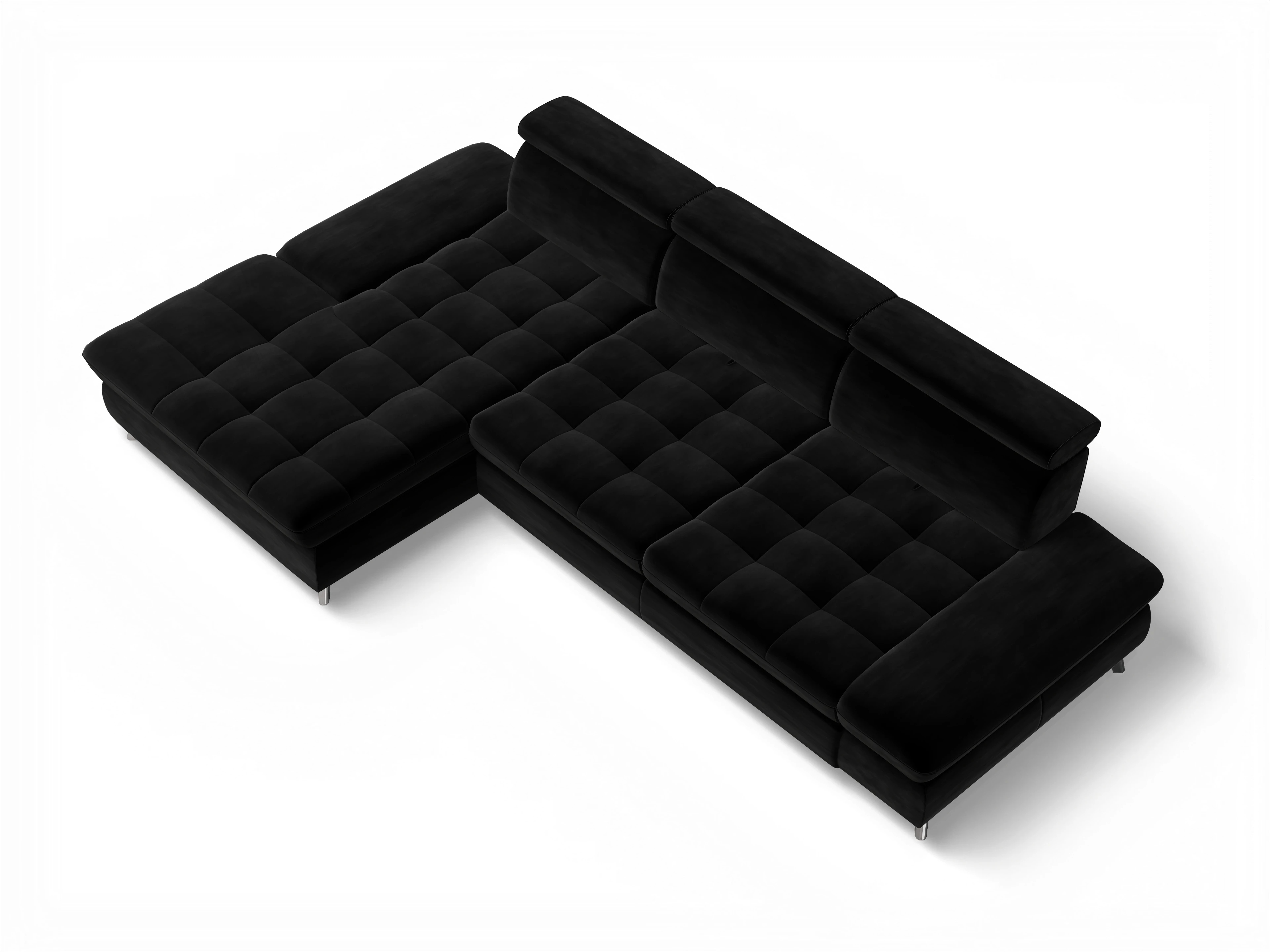 Ansicht des Produktes Memphis Stoff Ecksofa links Abschluss offen in Stoff Schwarz