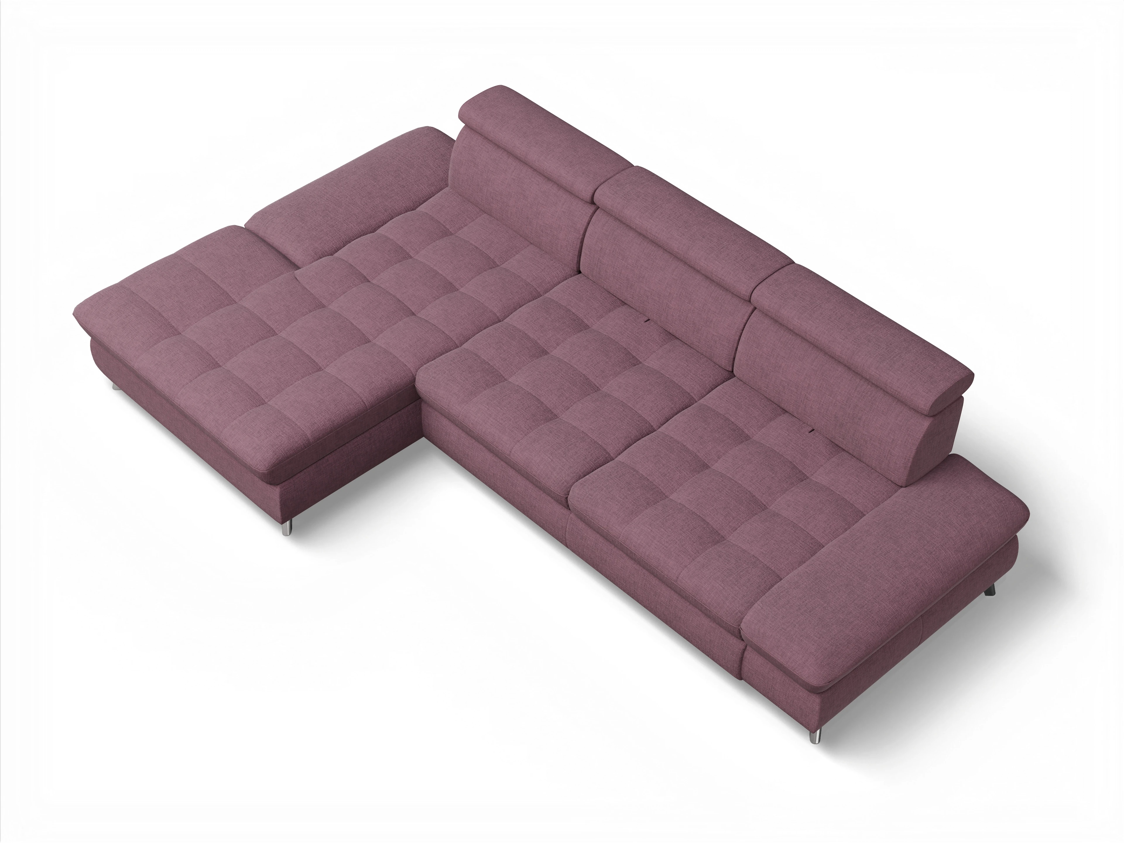 Ansicht des Produktes Memphis Stoff Ecksofa links Abschluss offen in Stoff Rot