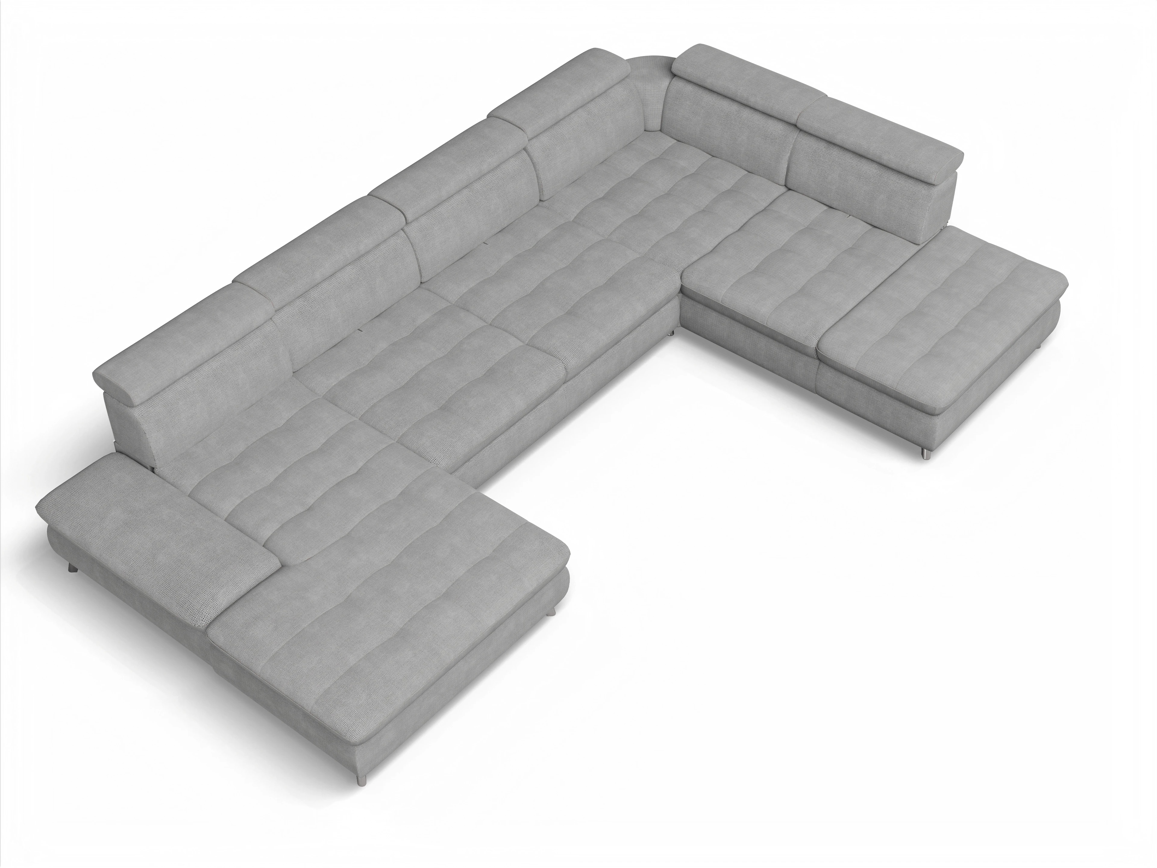 Ansicht des Produktes Memphis Stoff Wohnlandschaft offen beidseitig in Stoff Grau