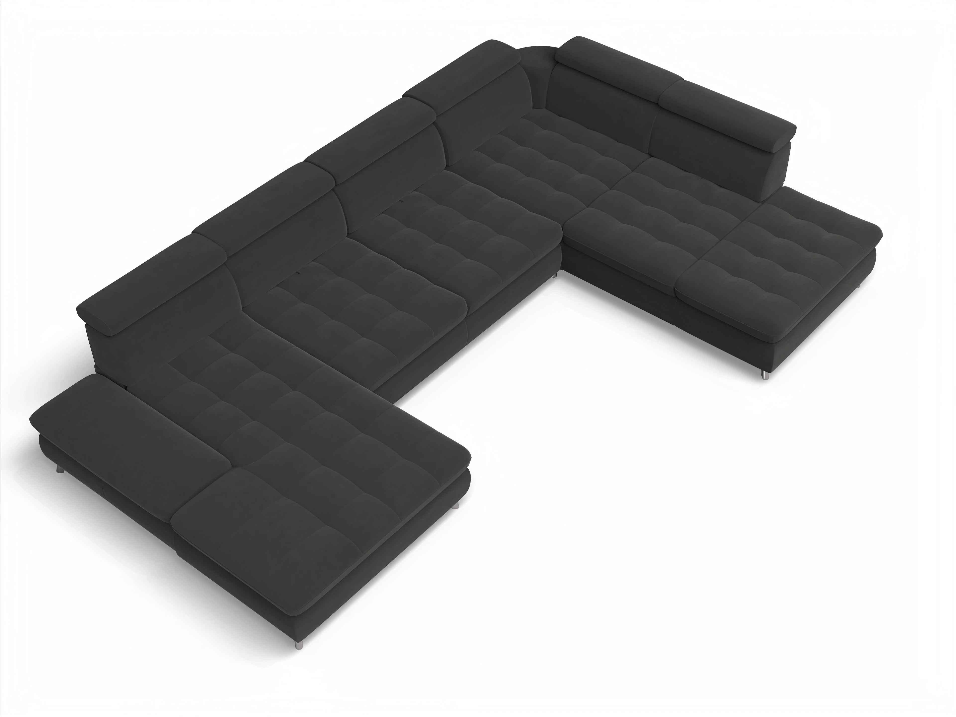 Ansicht des Produktes Memphis Stoff Wohnlandschaft offen beidseitig in Stoff Grau