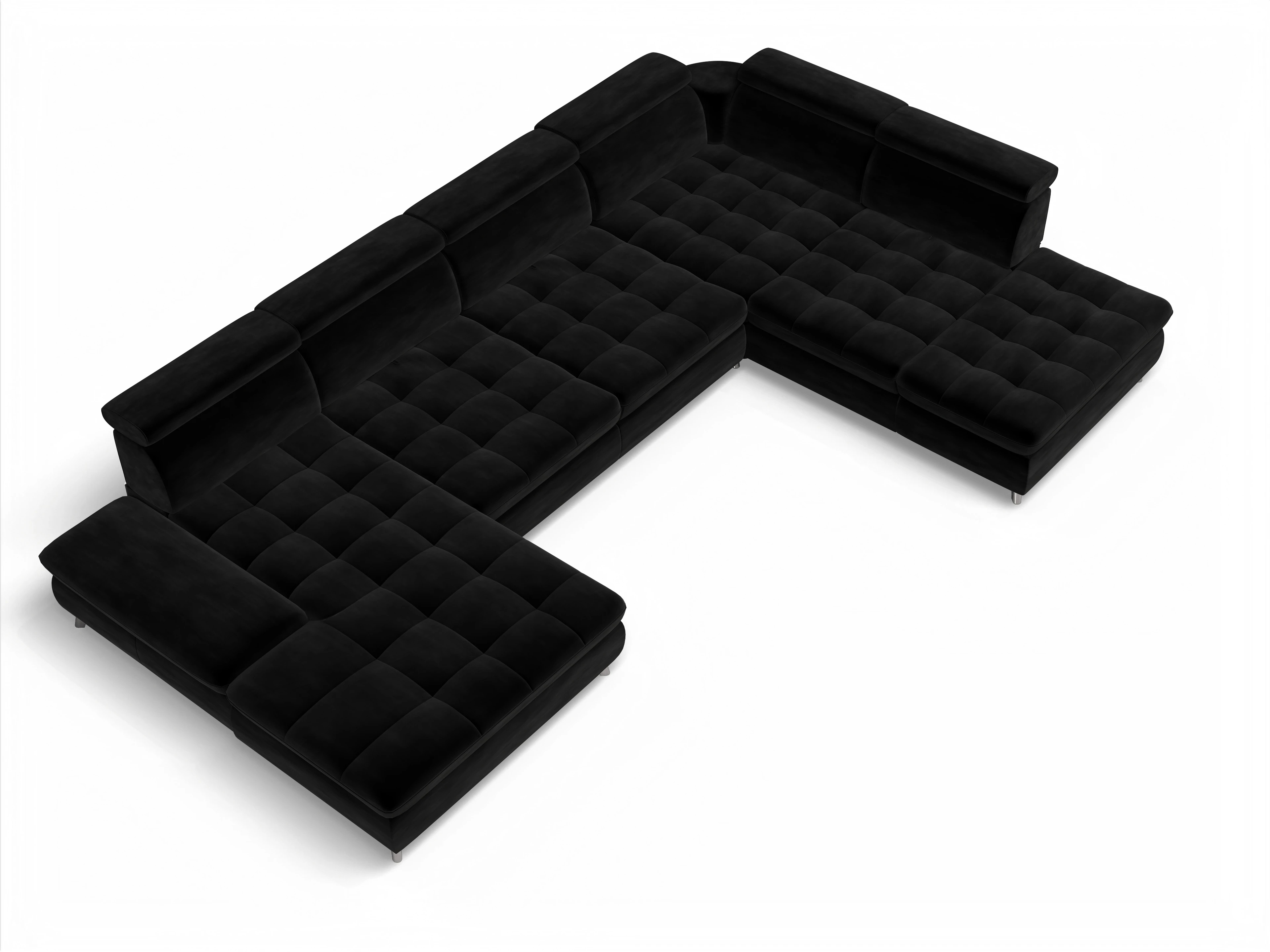 Ansicht des Produktes Memphis Stoff Wohnlandschaft offen beidseitig in Stoff Schwarz