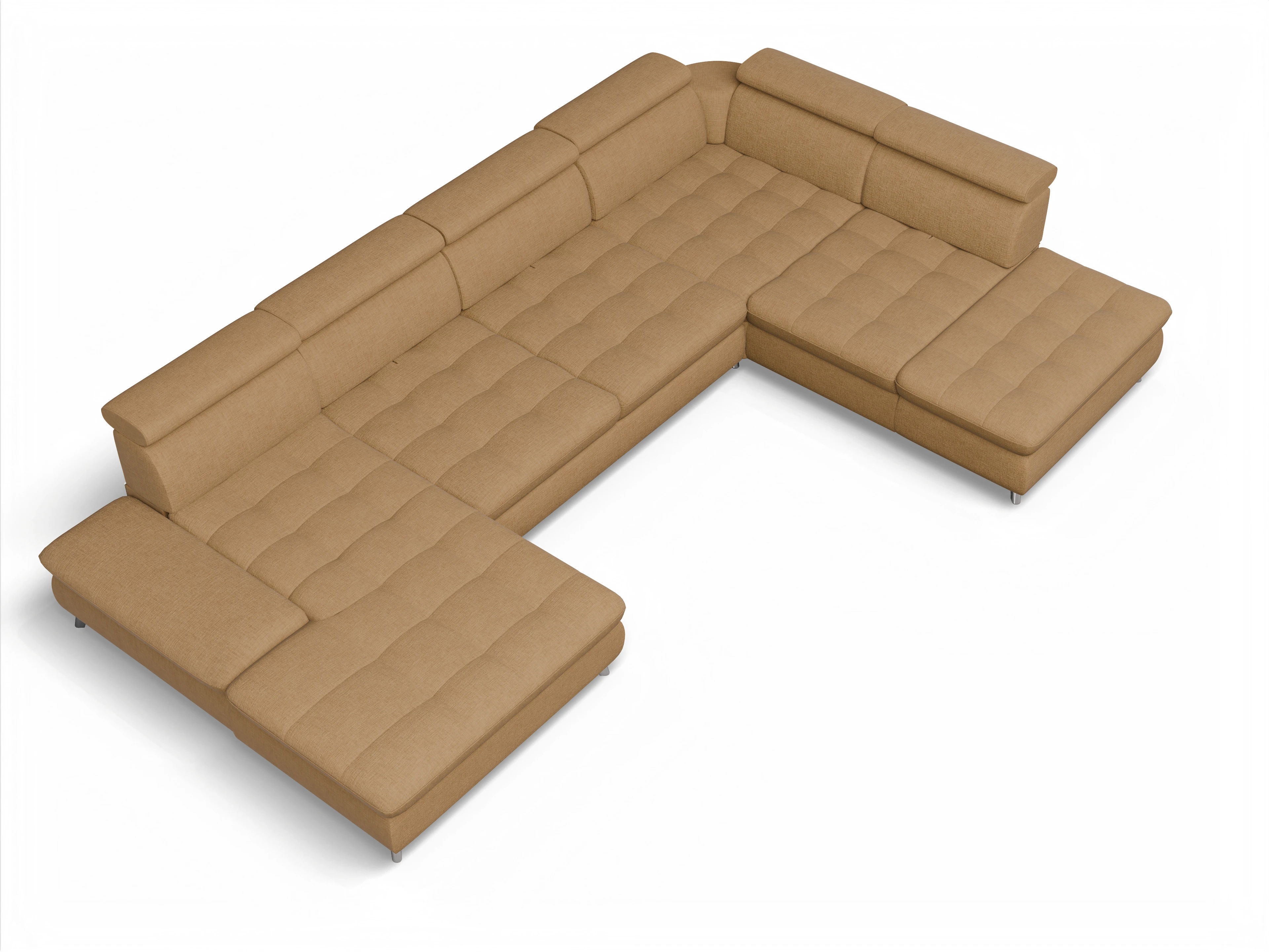 Ansicht des Produktes Memphis Stoff Wohnlandschaft offen beidseitig in Stoff Orange