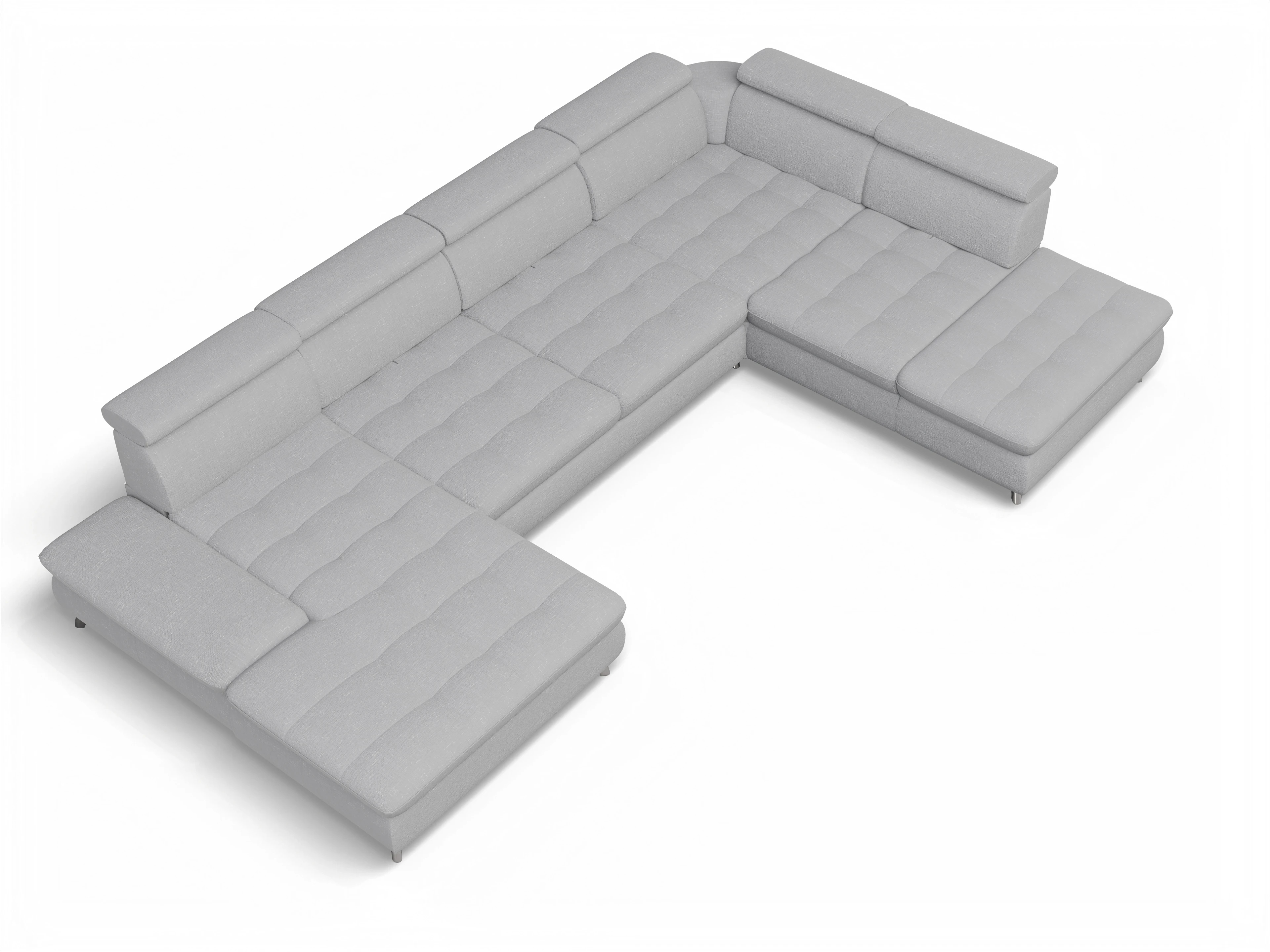 Ansicht des Produktes Memphis Stoff Wohnlandschaft offen beidseitig in Stoff Grau