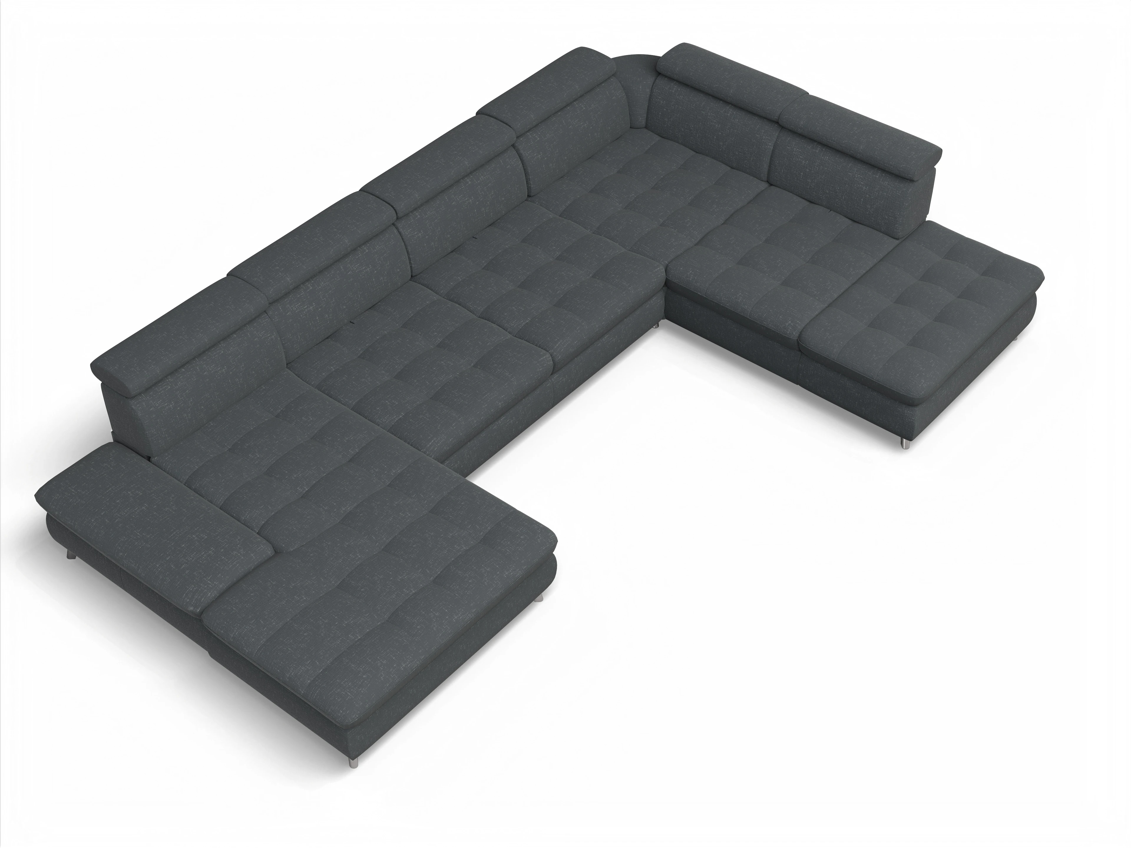 Ansicht des Produktes Memphis Stoff Wohnlandschaft offen beidseitig in Stoff Grau