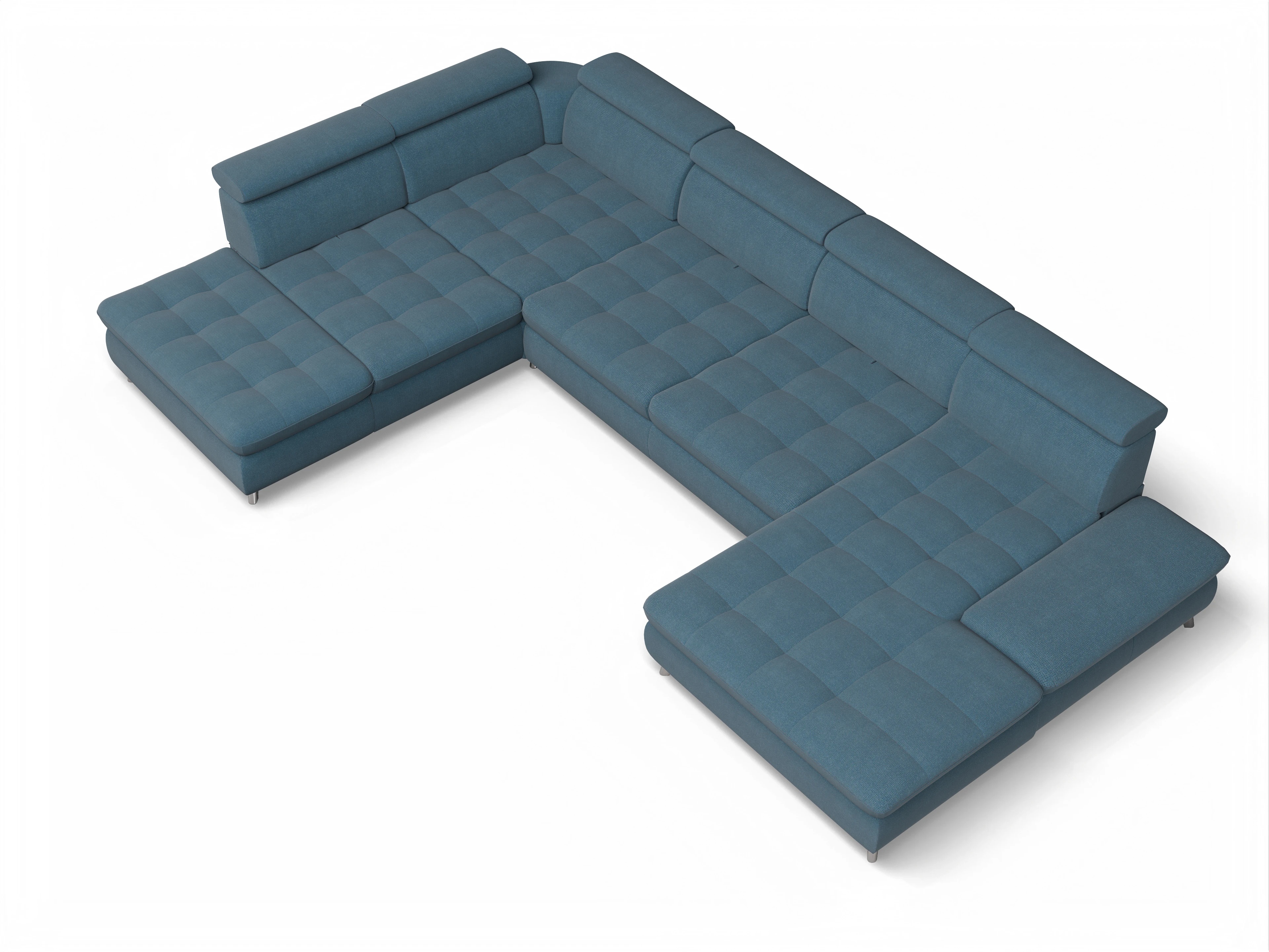 Ansicht des Produktes Memphis Stoff Wohnlandschaft offen beidseitig in Stoff Blau