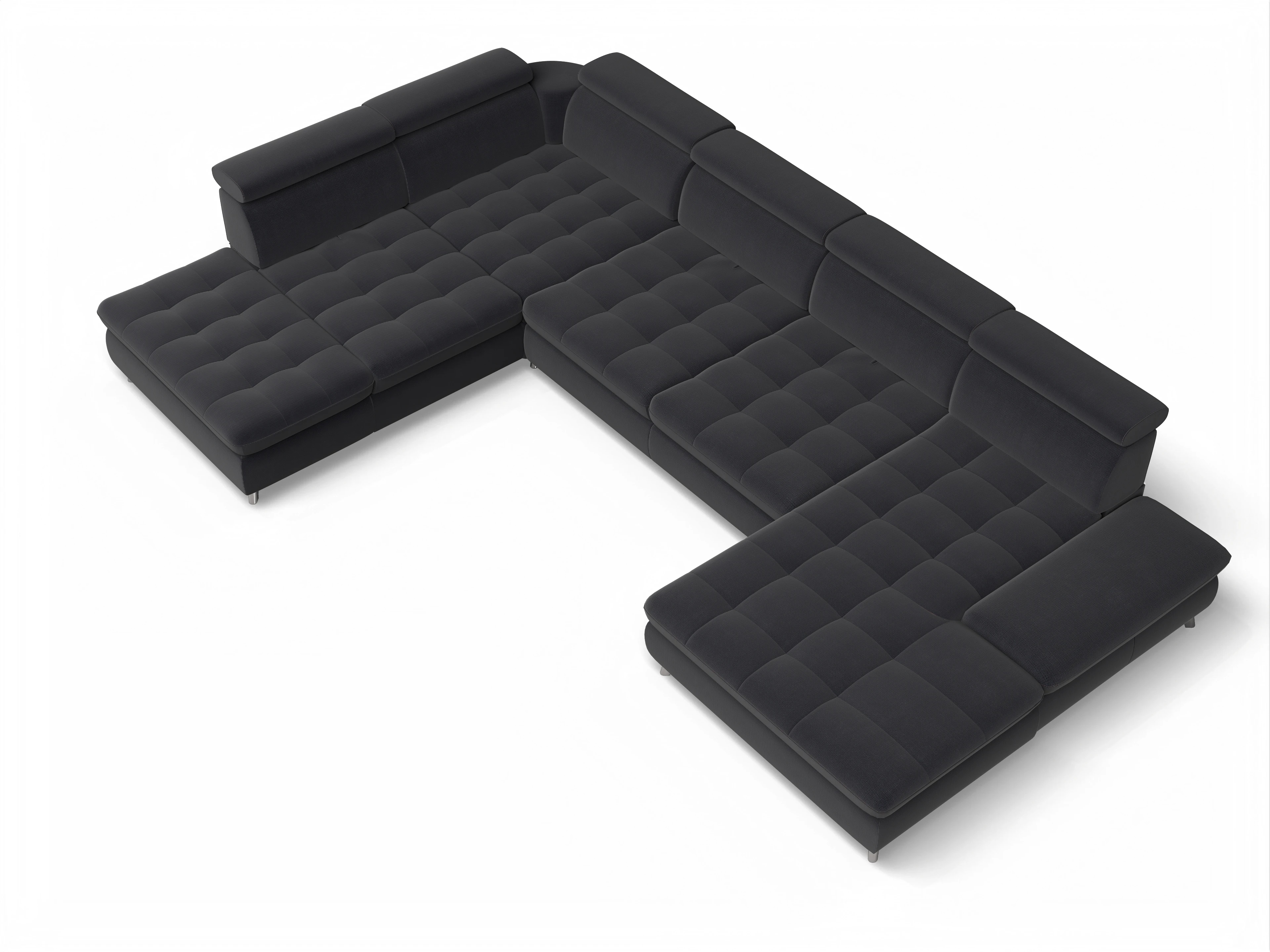 Ansicht des Produktes Memphis Stoff Wohnlandschaft offen beidseitig in Stoff Blau