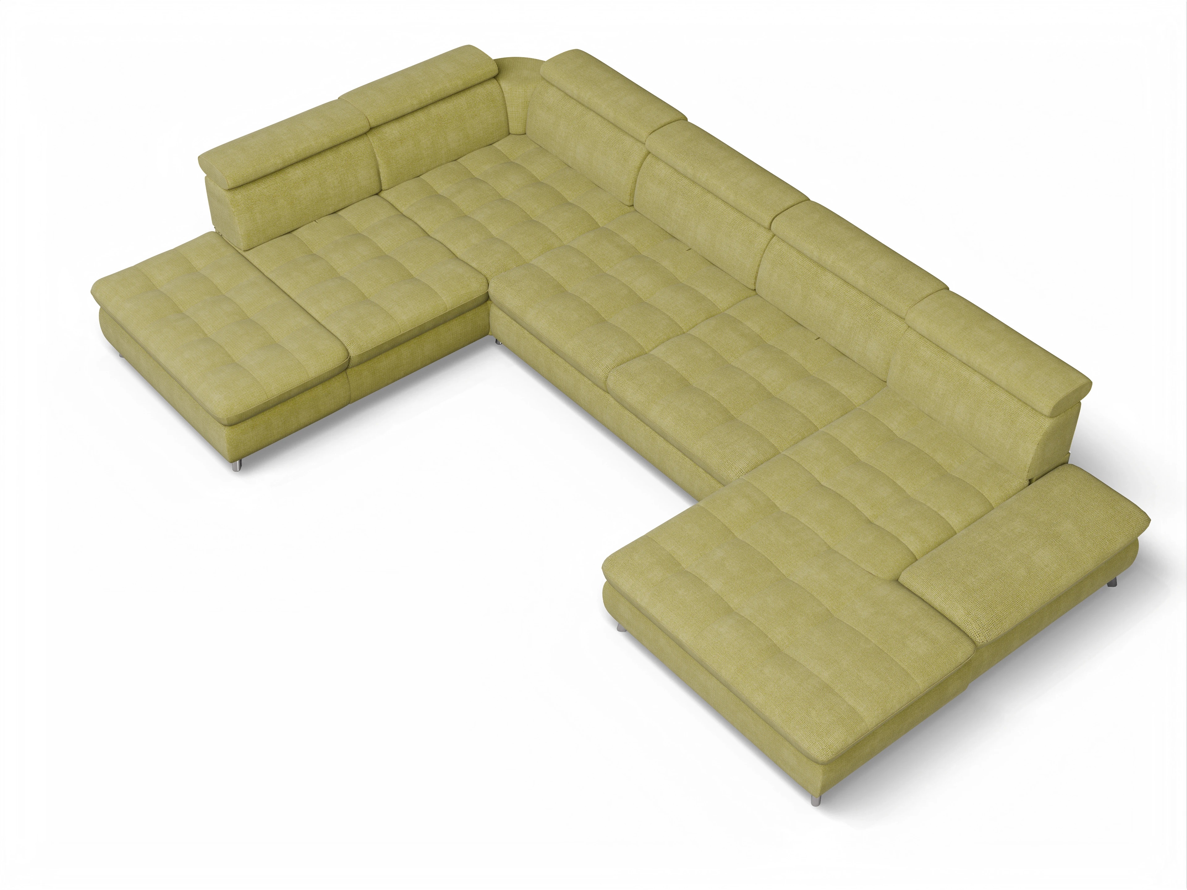 Ansicht des Produktes Memphis Stoff Wohnlandschaft offen beidseitig in Stoff Grün