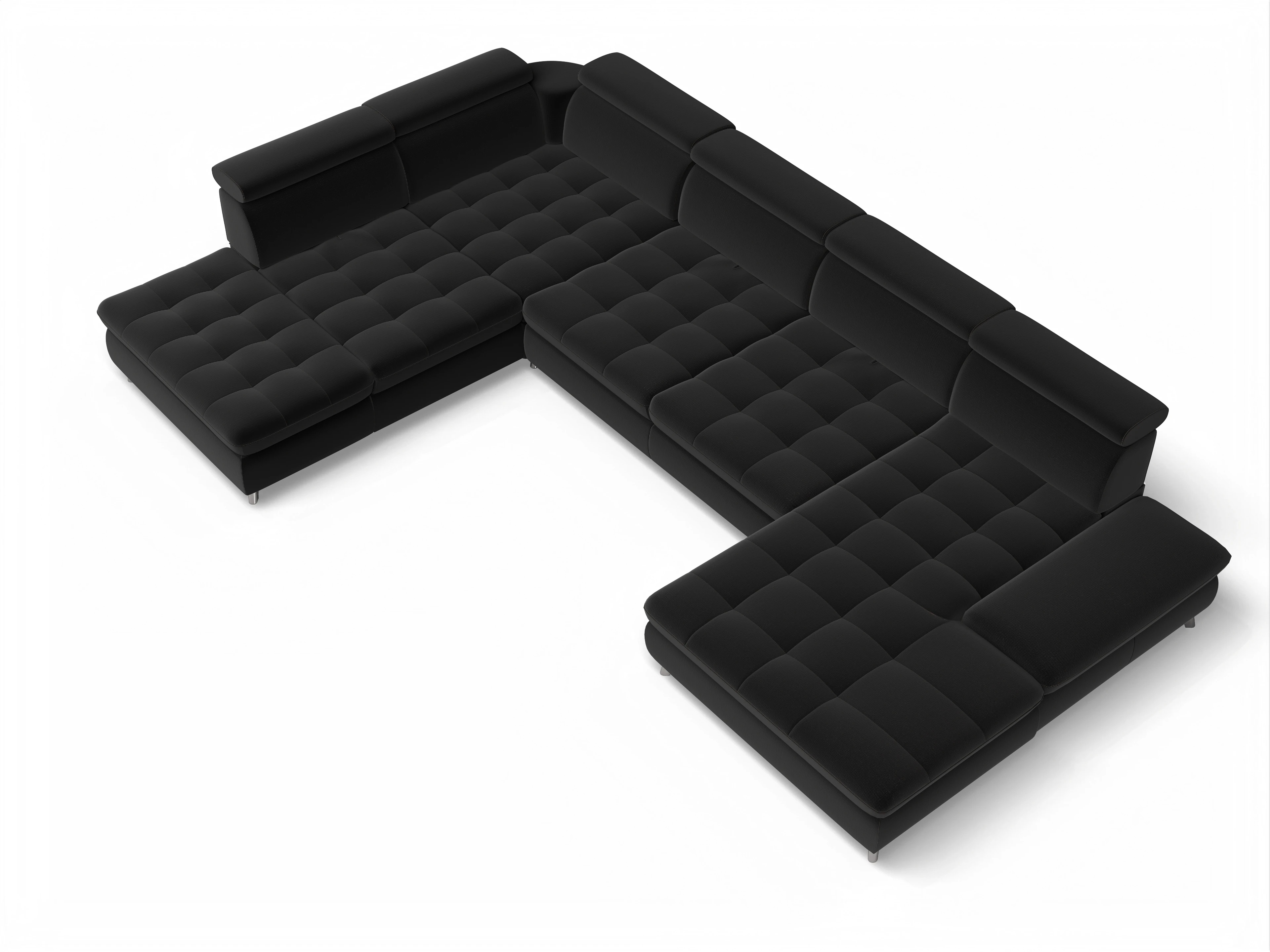 Ansicht des Produktes Memphis Stoff Wohnlandschaft offen beidseitig in Stoff Schwarz