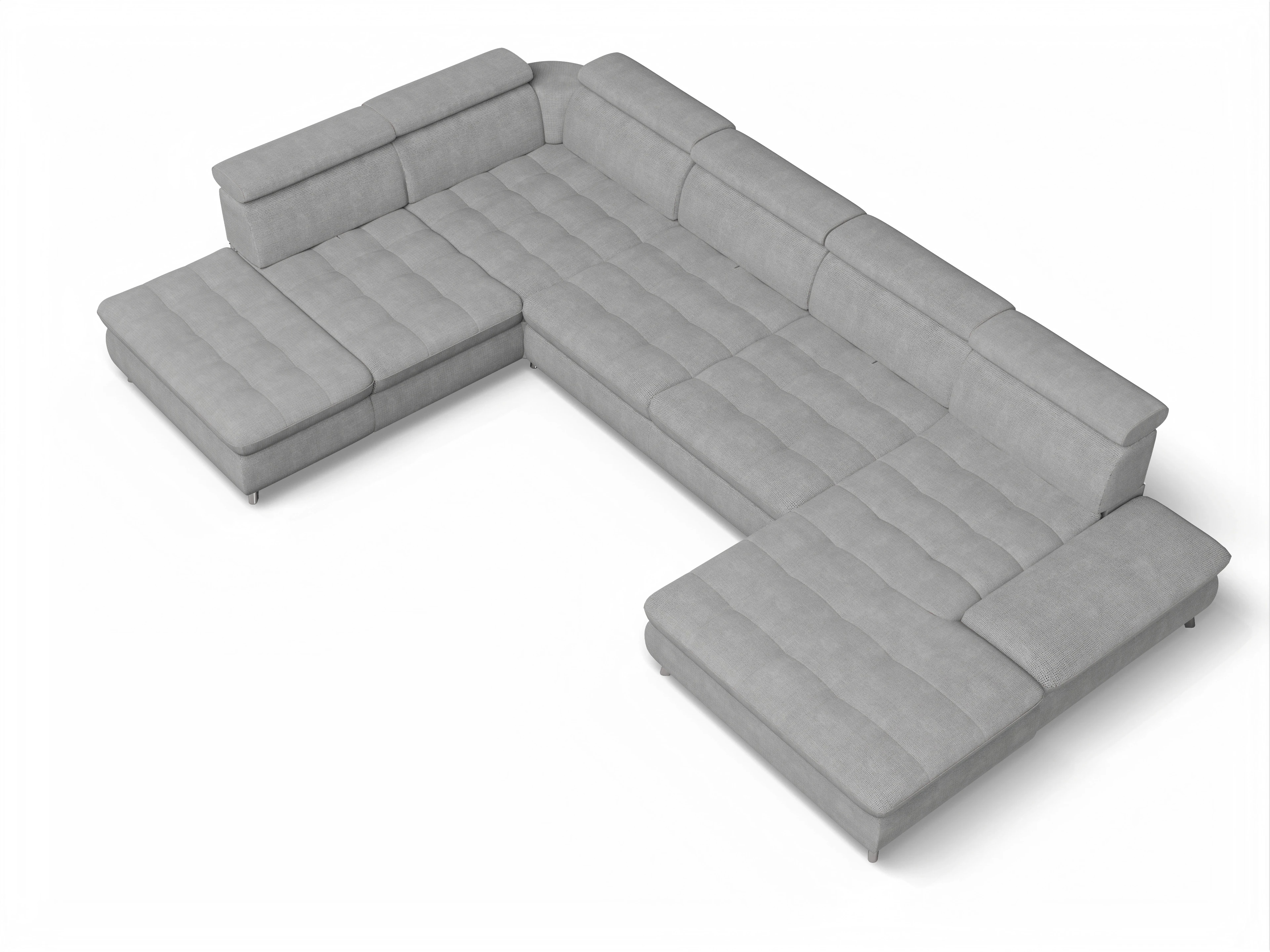 Ansicht des Produktes Memphis Stoff Wohnlandschaft offen beidseitig in Stoff Grau