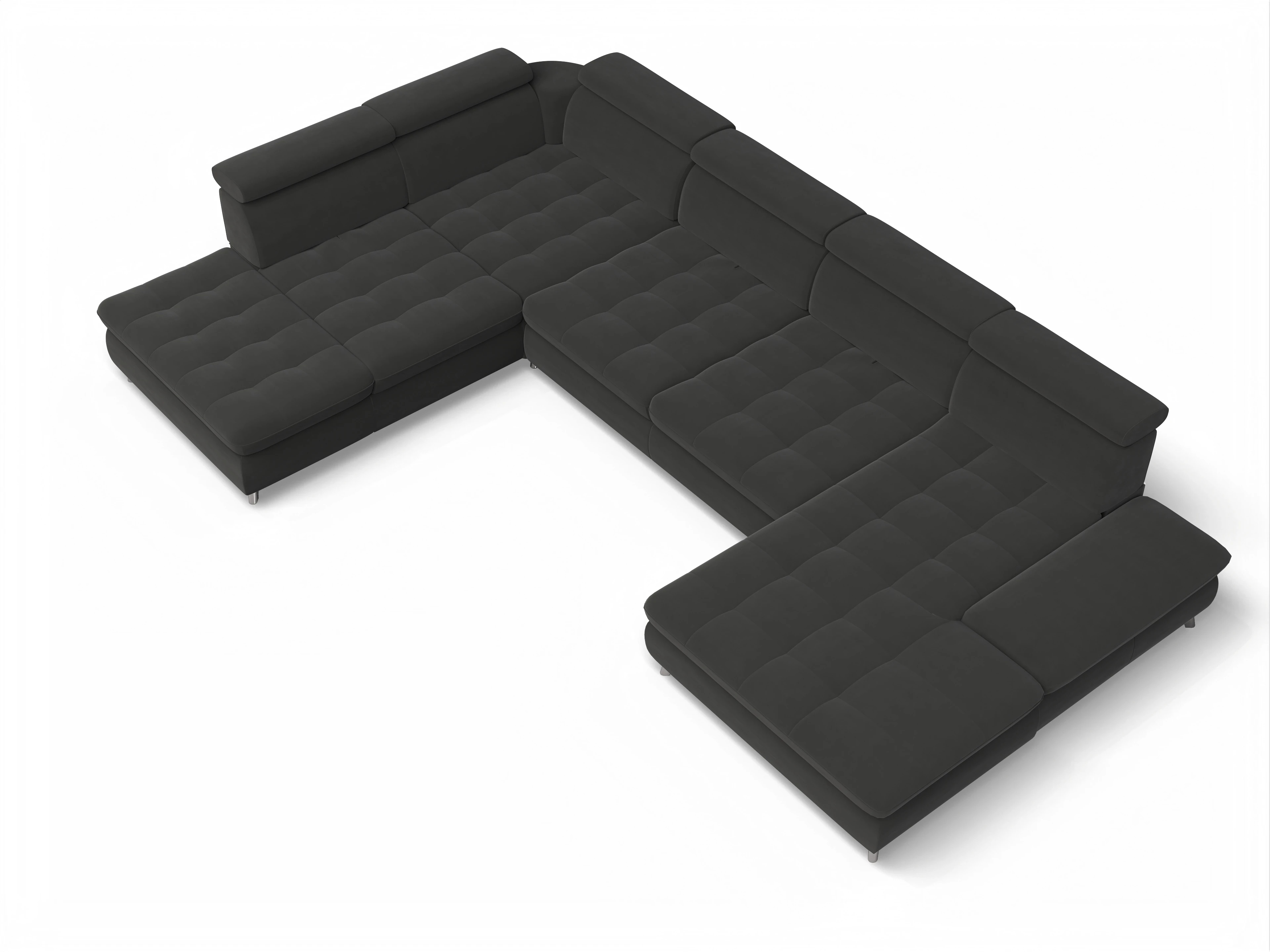 Ansicht des Produktes Memphis Stoff Wohnlandschaft offen beidseitig in Stoff Grau