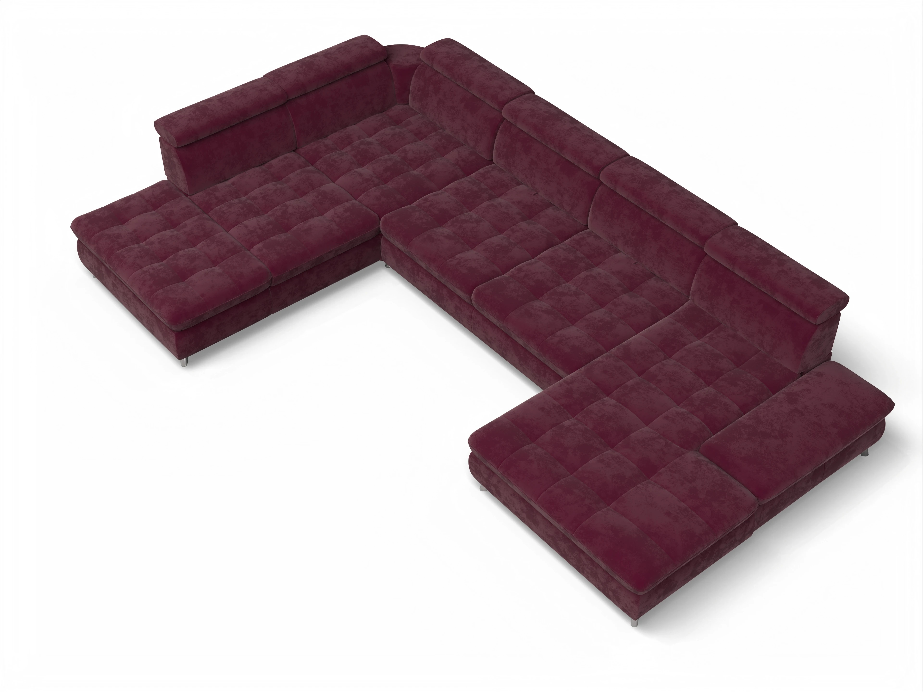 Ansicht des Produktes Memphis Stoff Wohnlandschaft offen beidseitig in Stoff Rot