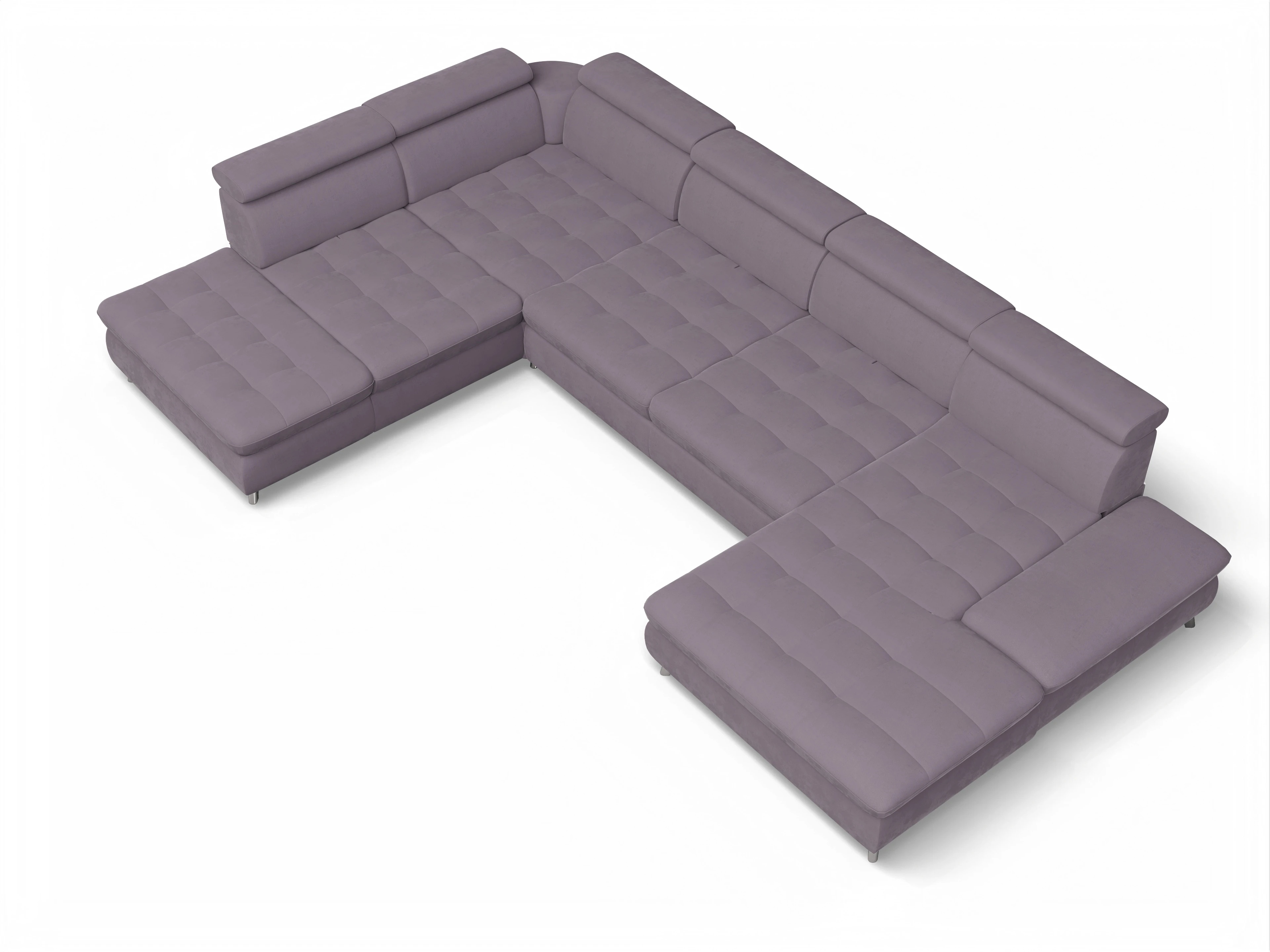 Ansicht des Produktes Memphis Stoff Wohnlandschaft offen beidseitig in Stoff Lila