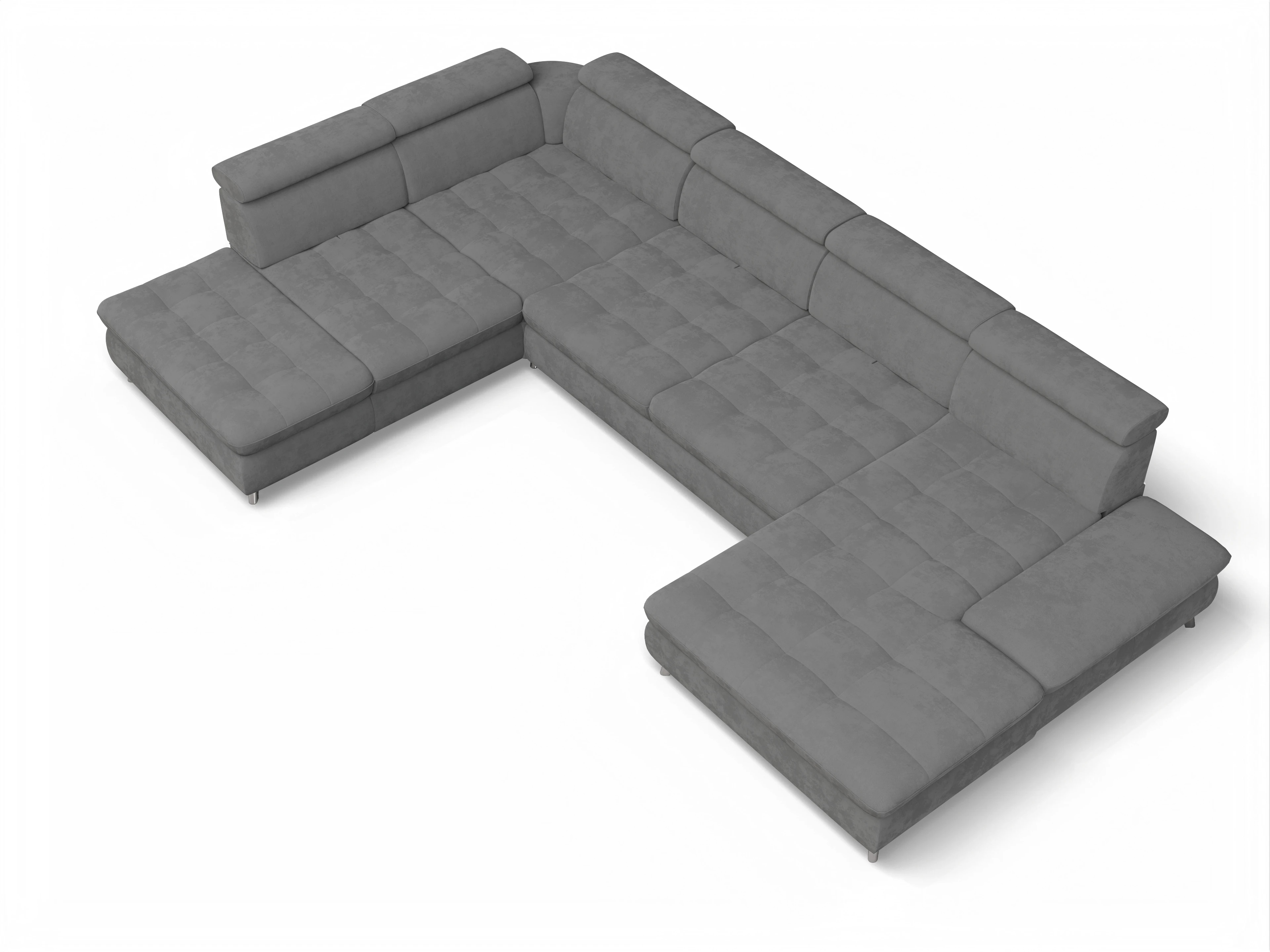 Ansicht des Produktes Memphis Stoff Wohnlandschaft offen beidseitig in Stoff Grau