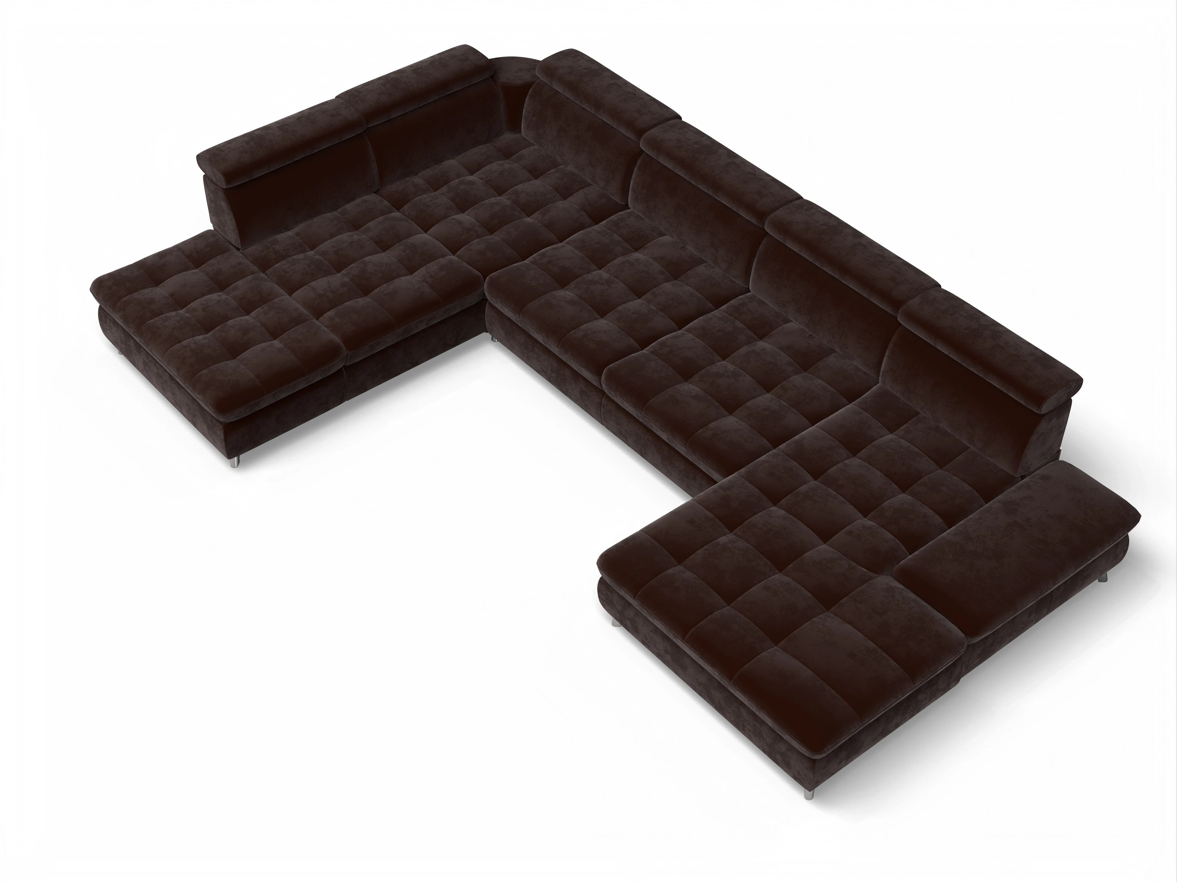 Ansicht des Produktes Memphis Stoff Wohnlandschaft offen beidseitig in Stoff Braun