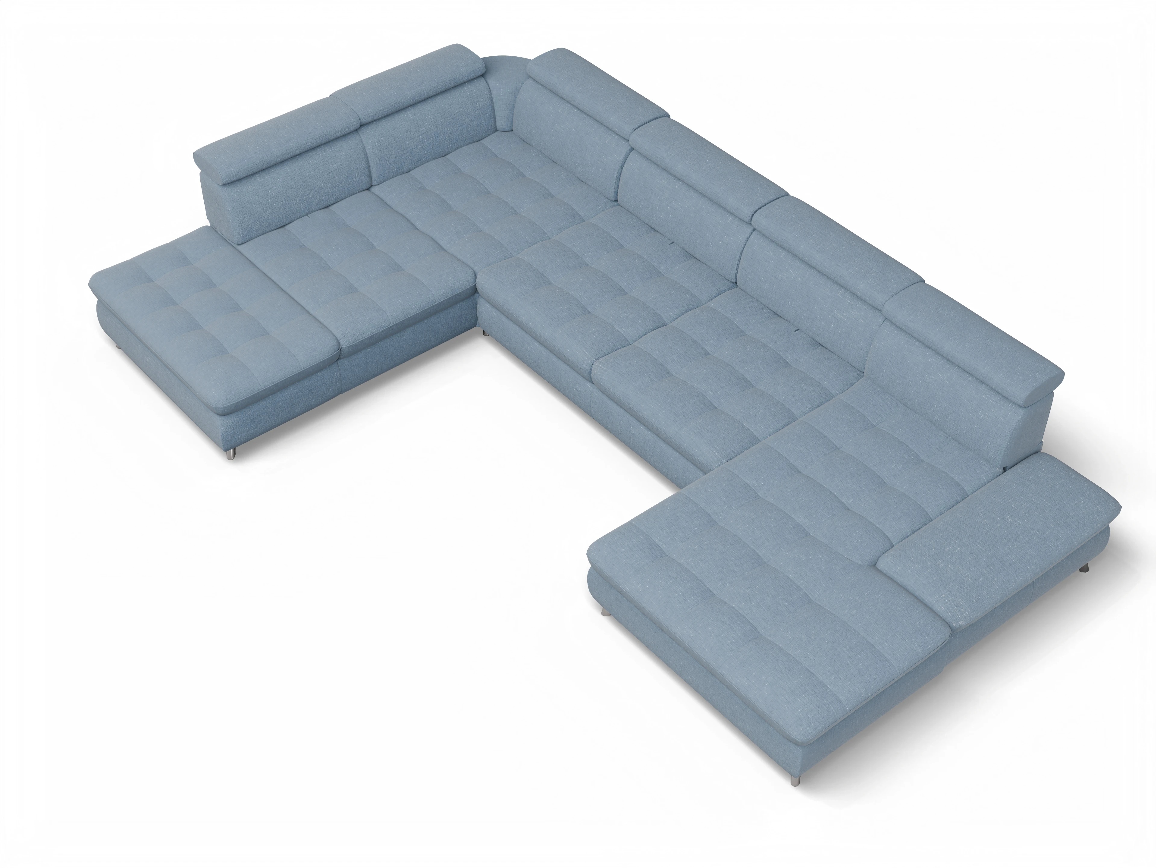 Ansicht des Produktes Memphis Stoff Wohnlandschaft offen beidseitig in Stoff Blau