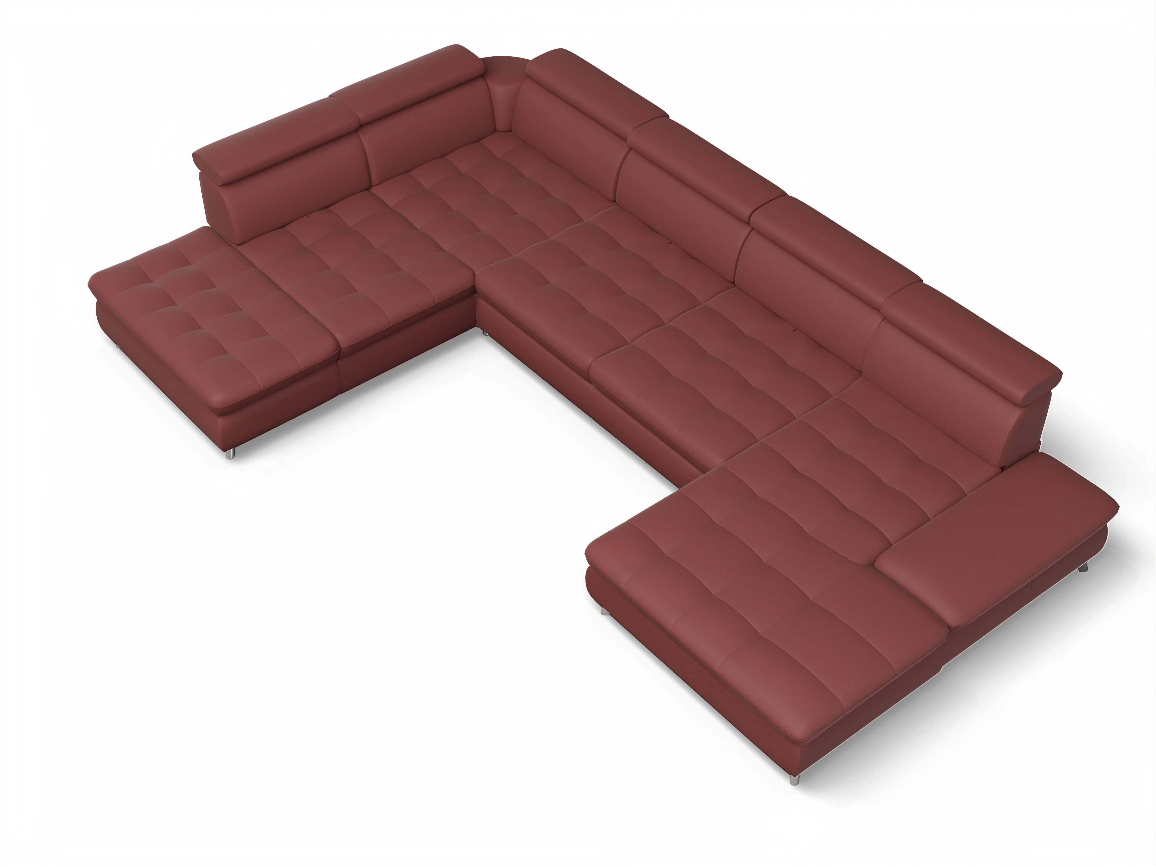 Ansicht des Produktes Memphis Stoff Wohnlandschaft offen beidseitig in Leder Rot