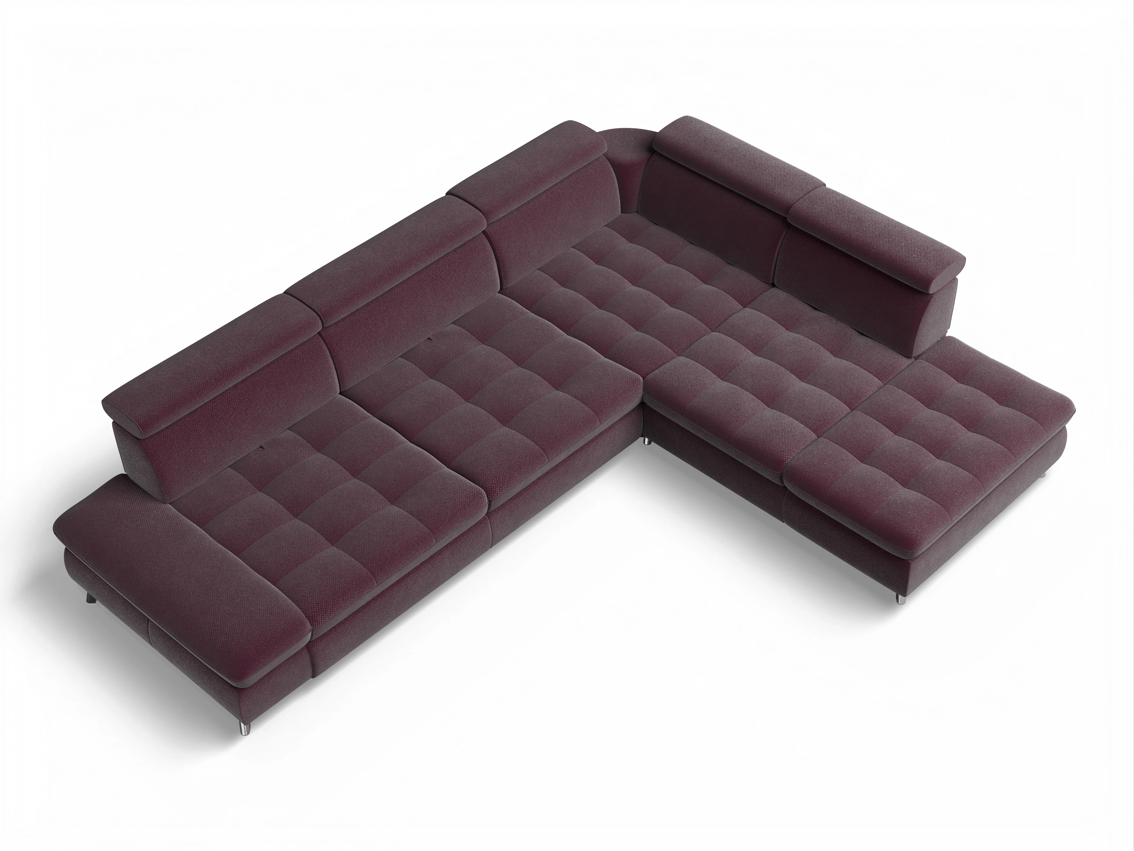 Ansicht des Produktes Memphis Stoff Ecksofa rechts Abschluss offen in Stoff Rot