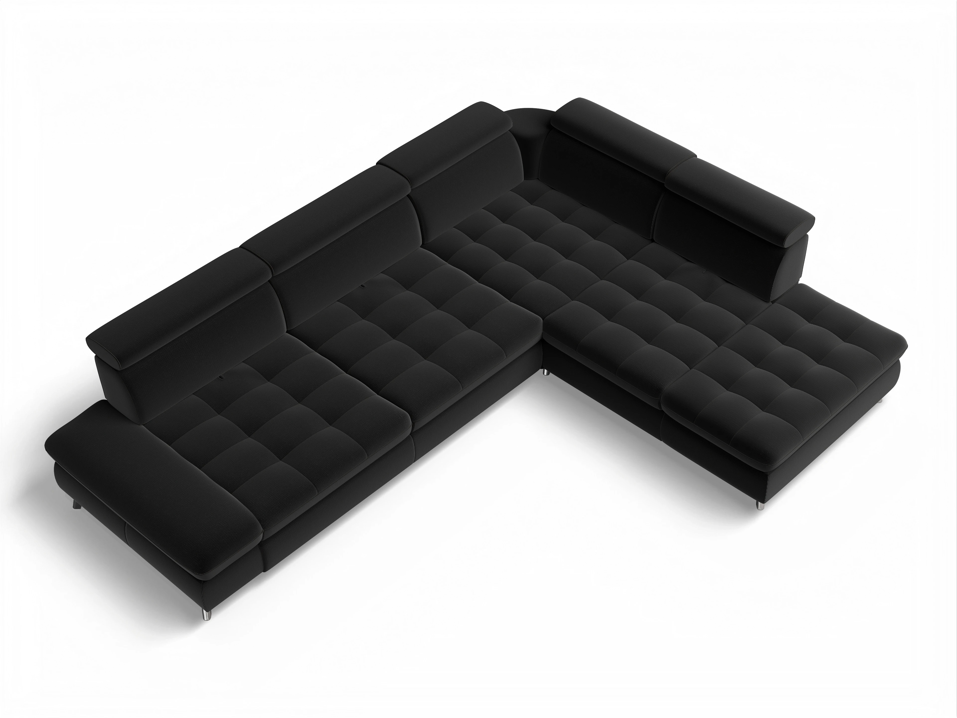 Ansicht des Produktes Memphis Stoff Ecksofa rechts Abschluss offen in Stoff Schwarz