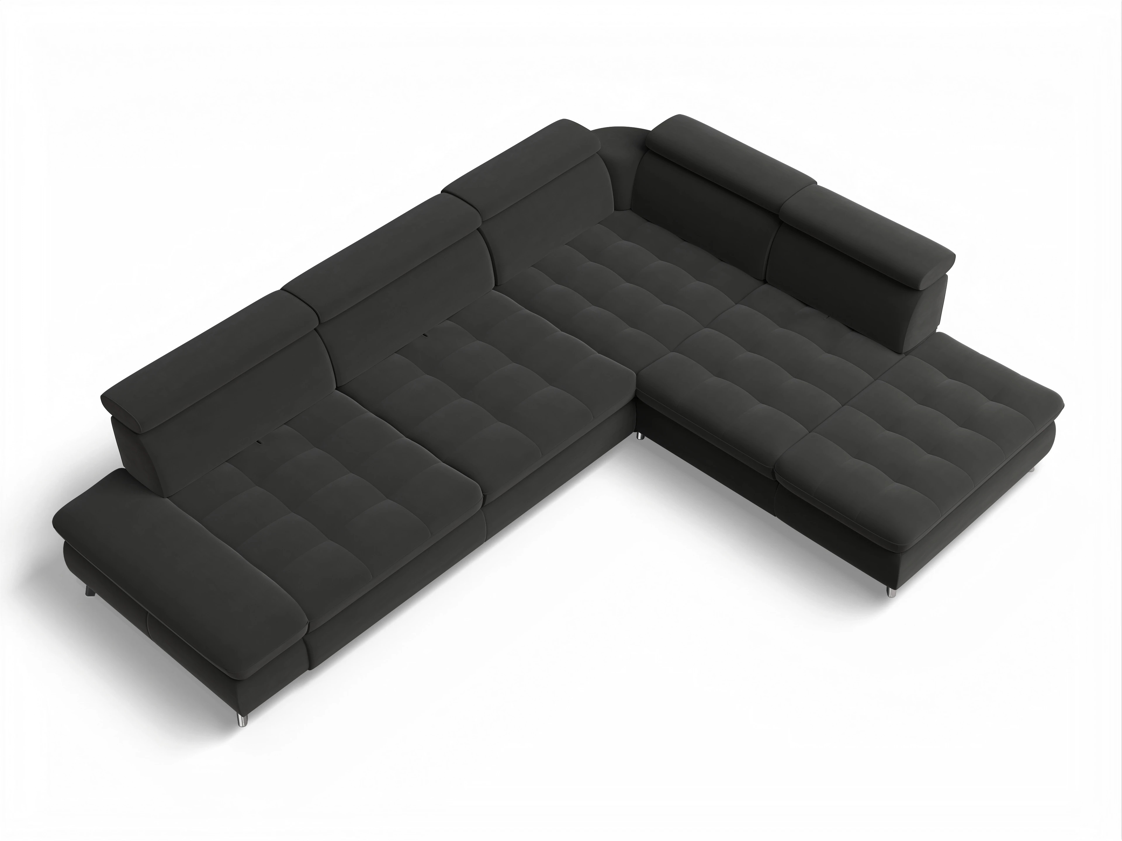 Ansicht des Produktes Memphis Stoff Ecksofa rechts Abschluss offen in Stoff Grau