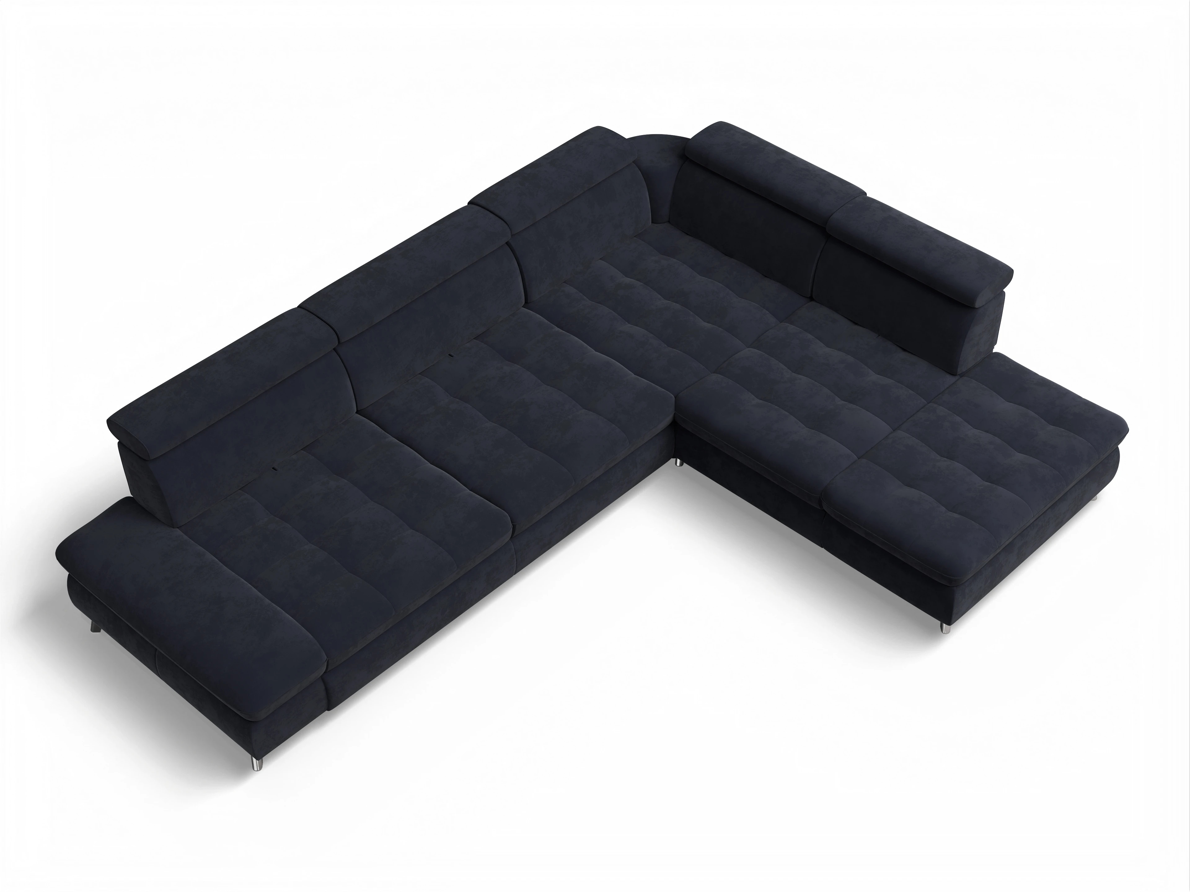 Ansicht des Produktes Memphis Stoff Ecksofa rechts Abschluss offen in Stoff Blau