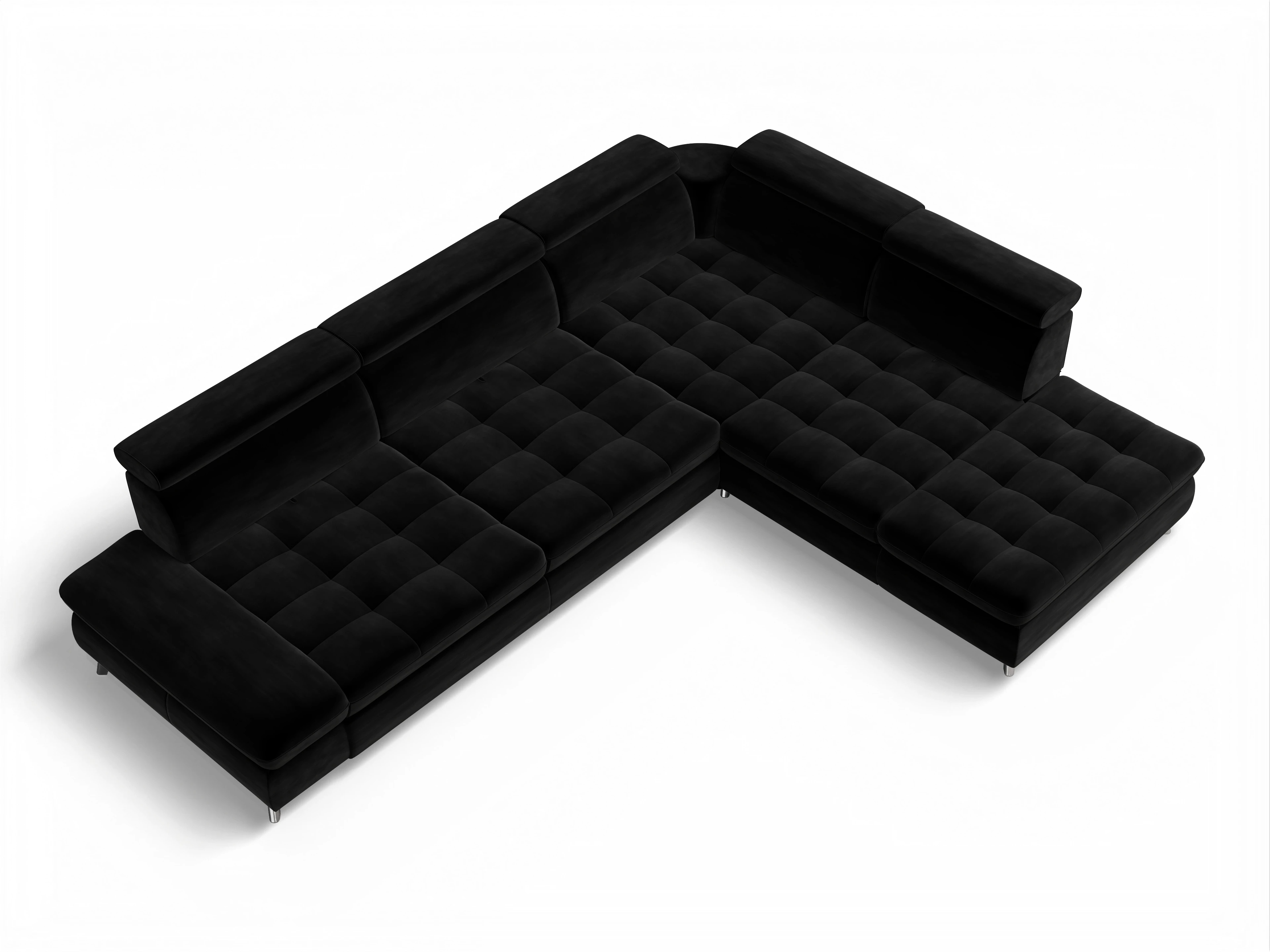 Ansicht des Produktes Memphis Stoff Ecksofa rechts Abschluss offen in Stoff Schwarz