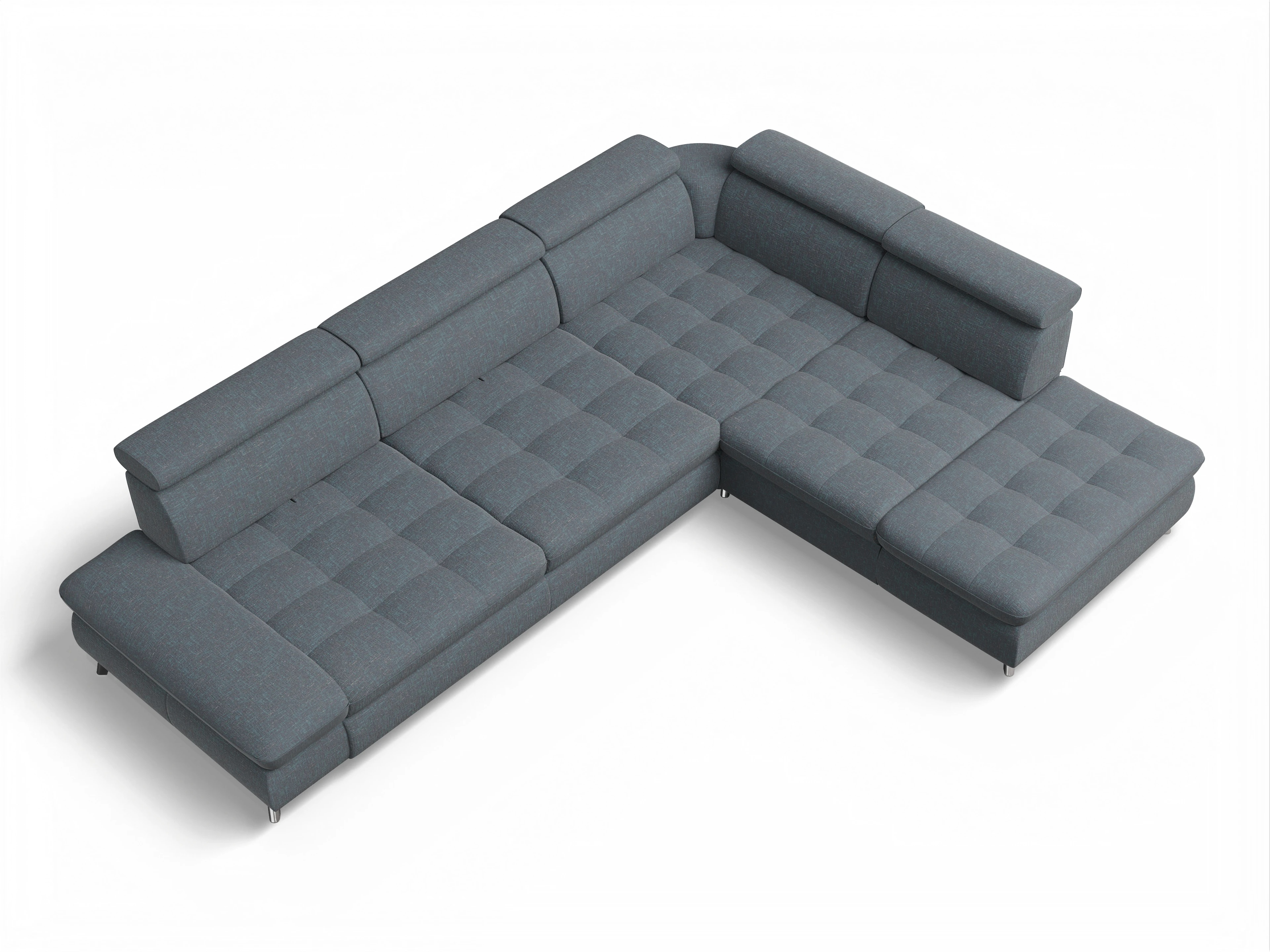 Ansicht des Produktes Memphis Stoff Ecksofa rechts Abschluss offen in Stoff Grau