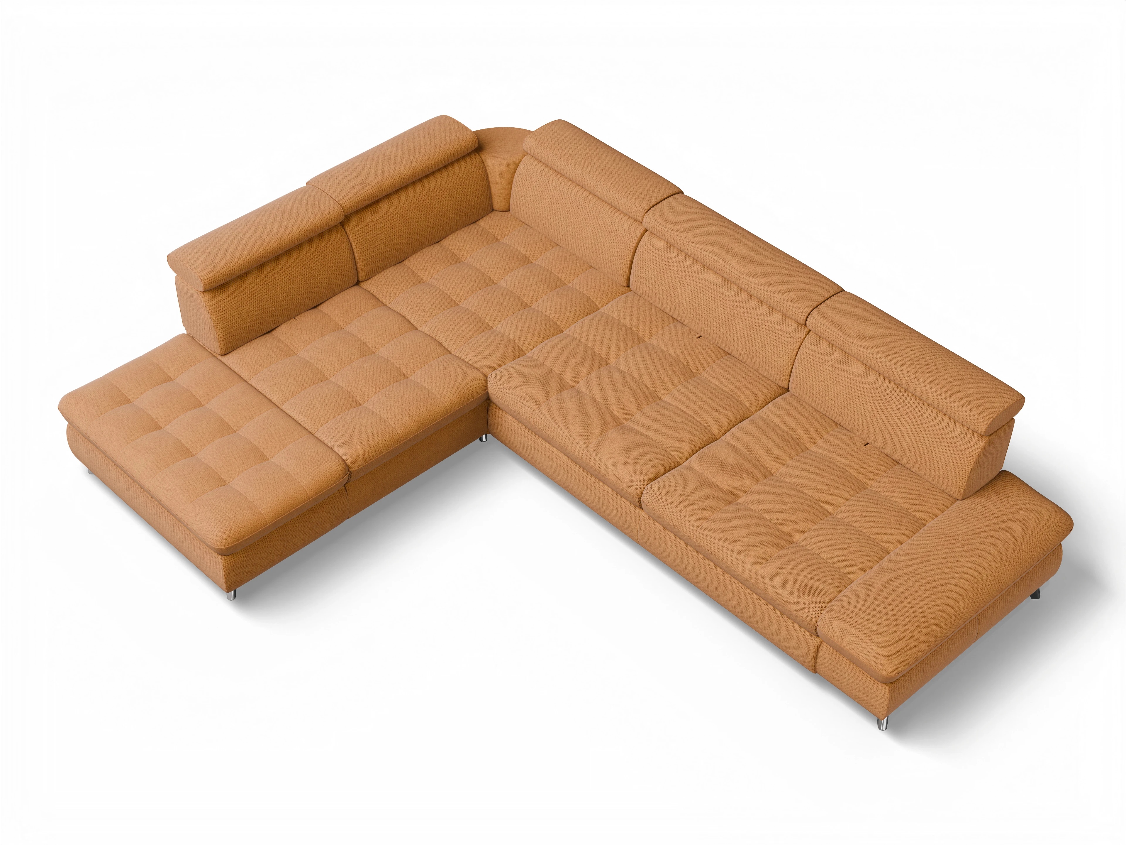 Ansicht des Produktes Memphis Stoff Ecksofa links Abschluss offen in Stoff Gelb