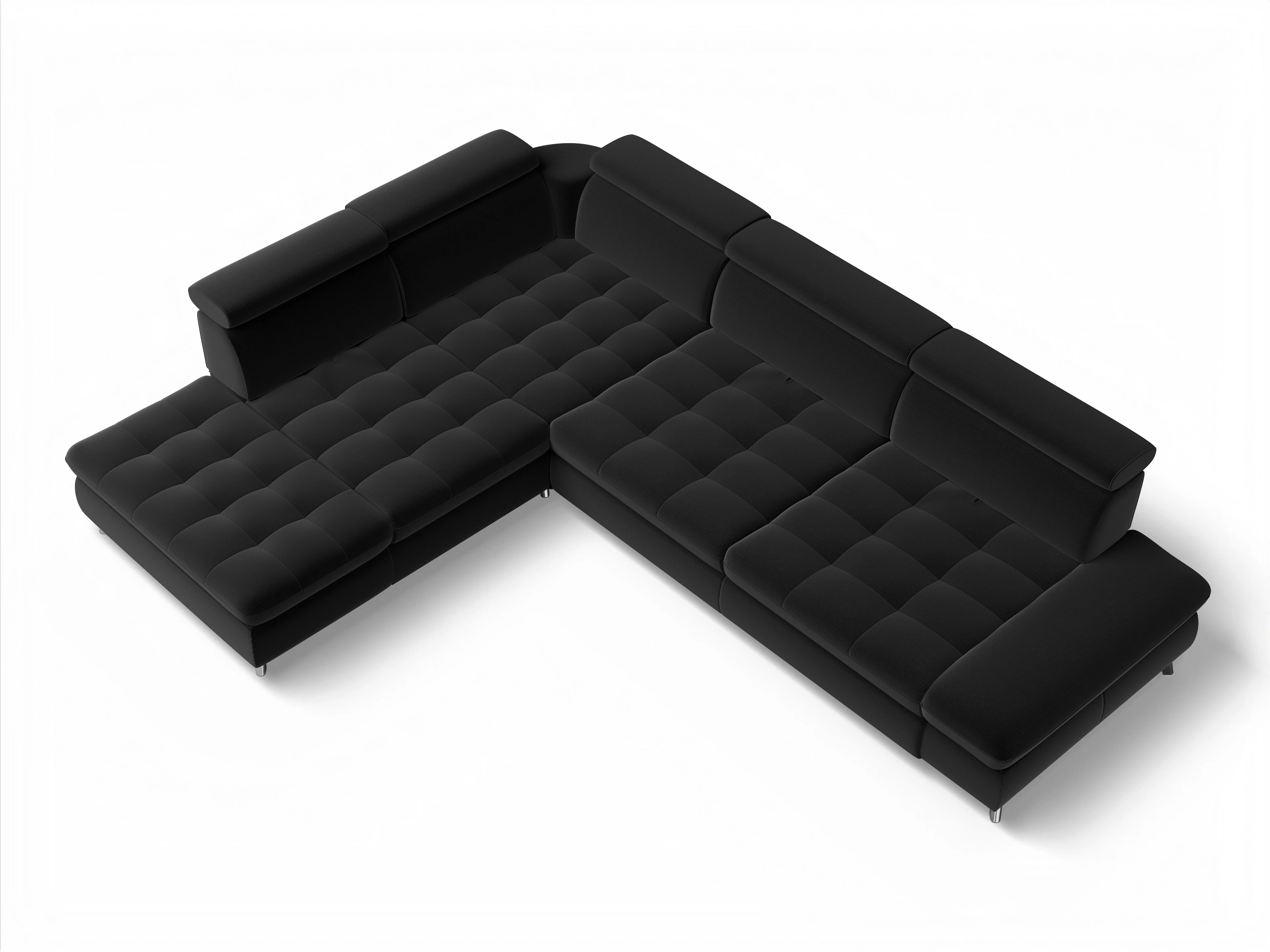 Ansicht des Produktes Memphis Stoff Ecksofa links Abschluss offen in Stoff Schwarz