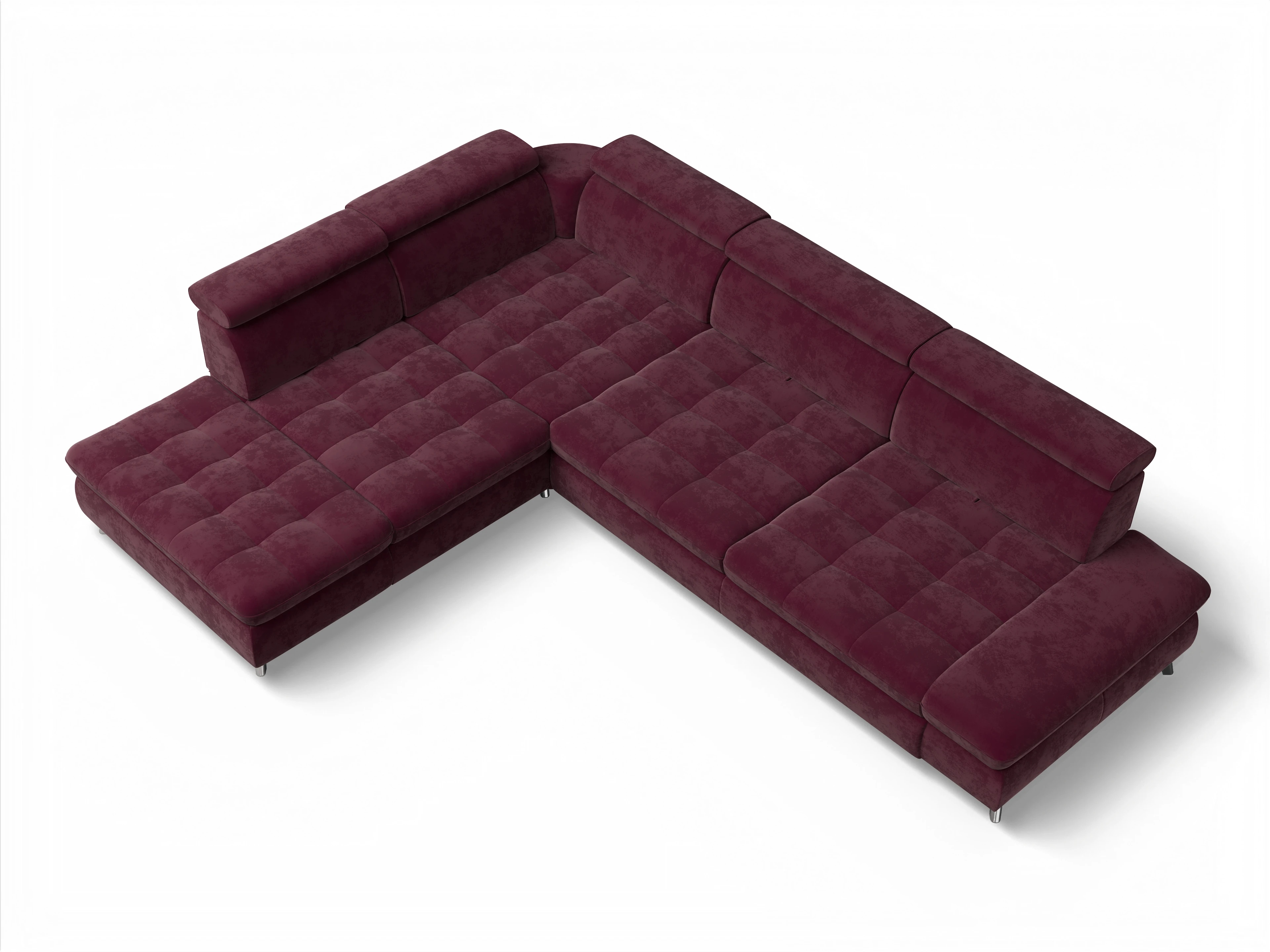 Ansicht des Produktes Memphis Stoff Ecksofa links Abschluss offen in Stoff Rot